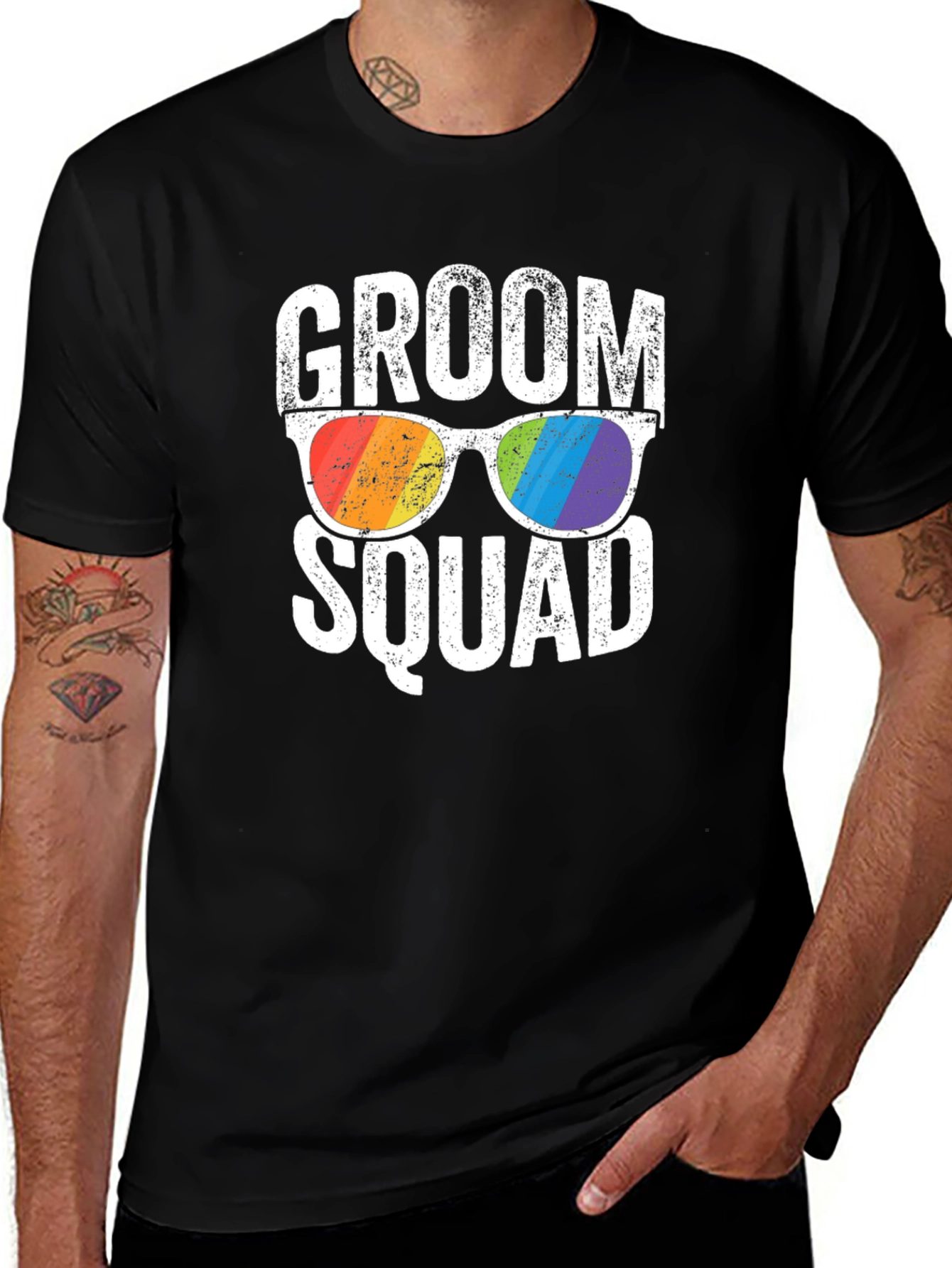 Variant 26 of Groom Squad Rainbow Sunglasses T-Shirt