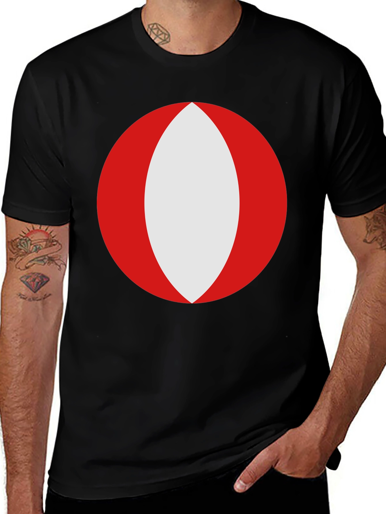 Variant 25 of Red Circle Black Tee - Casual Graphic Print T-Shirt