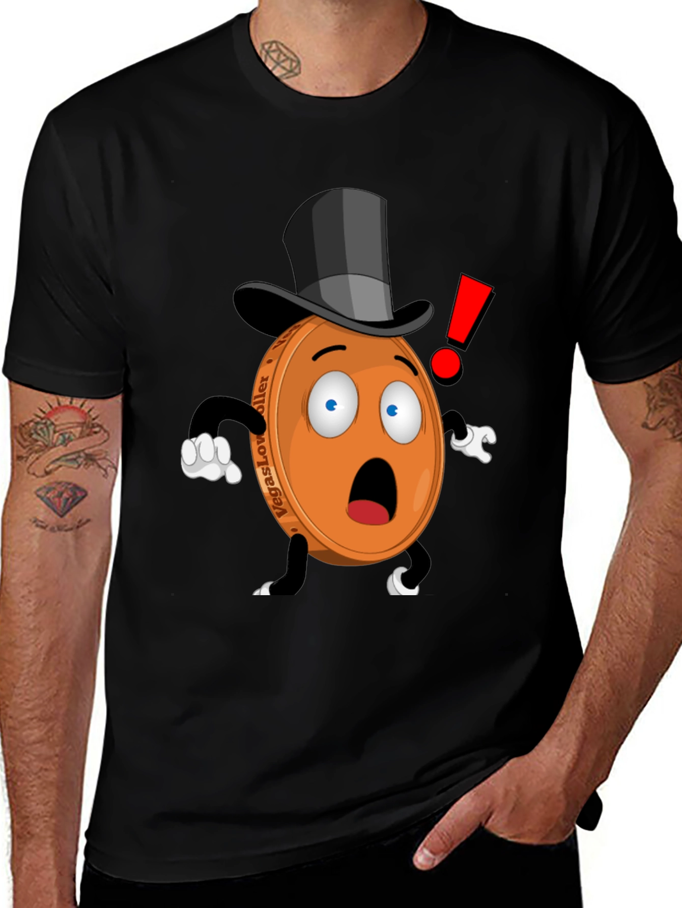 Variant 23 of Novelty Cartoon Coin T-Shirt - Black