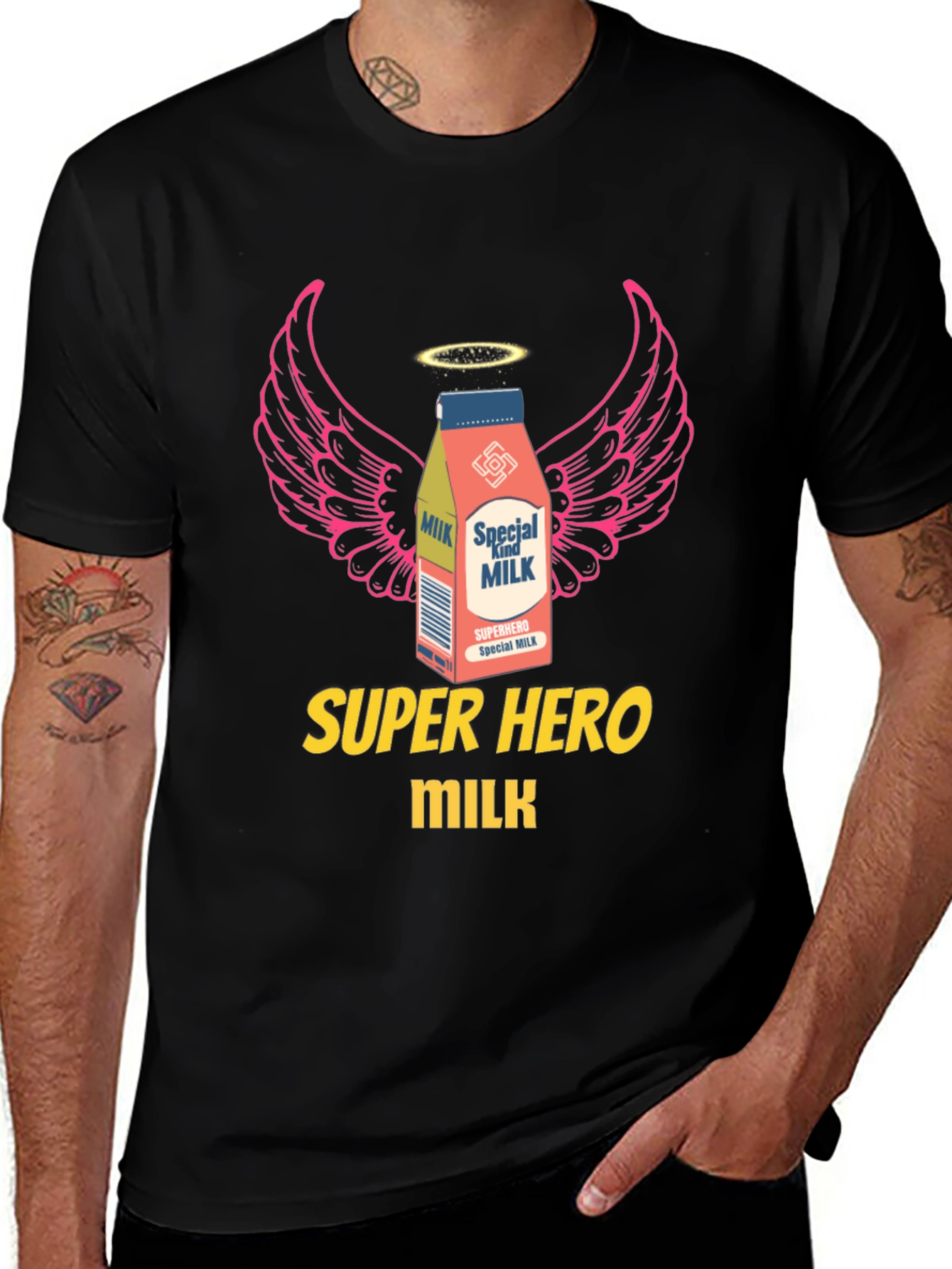 Variant 5 of Superhero Milk Graphic Tee - Cool & Unique Design