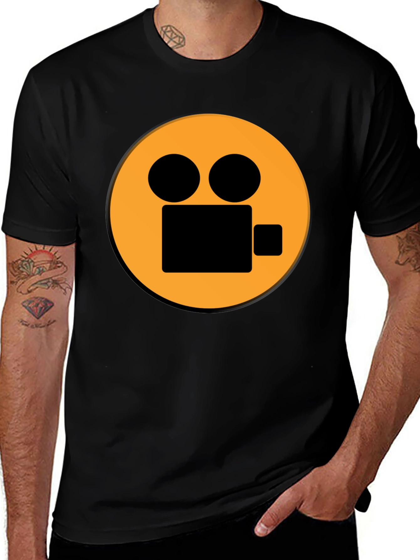 Variant 17 of Camera Graphic Black T-Shirt - Movie Lover Tee
