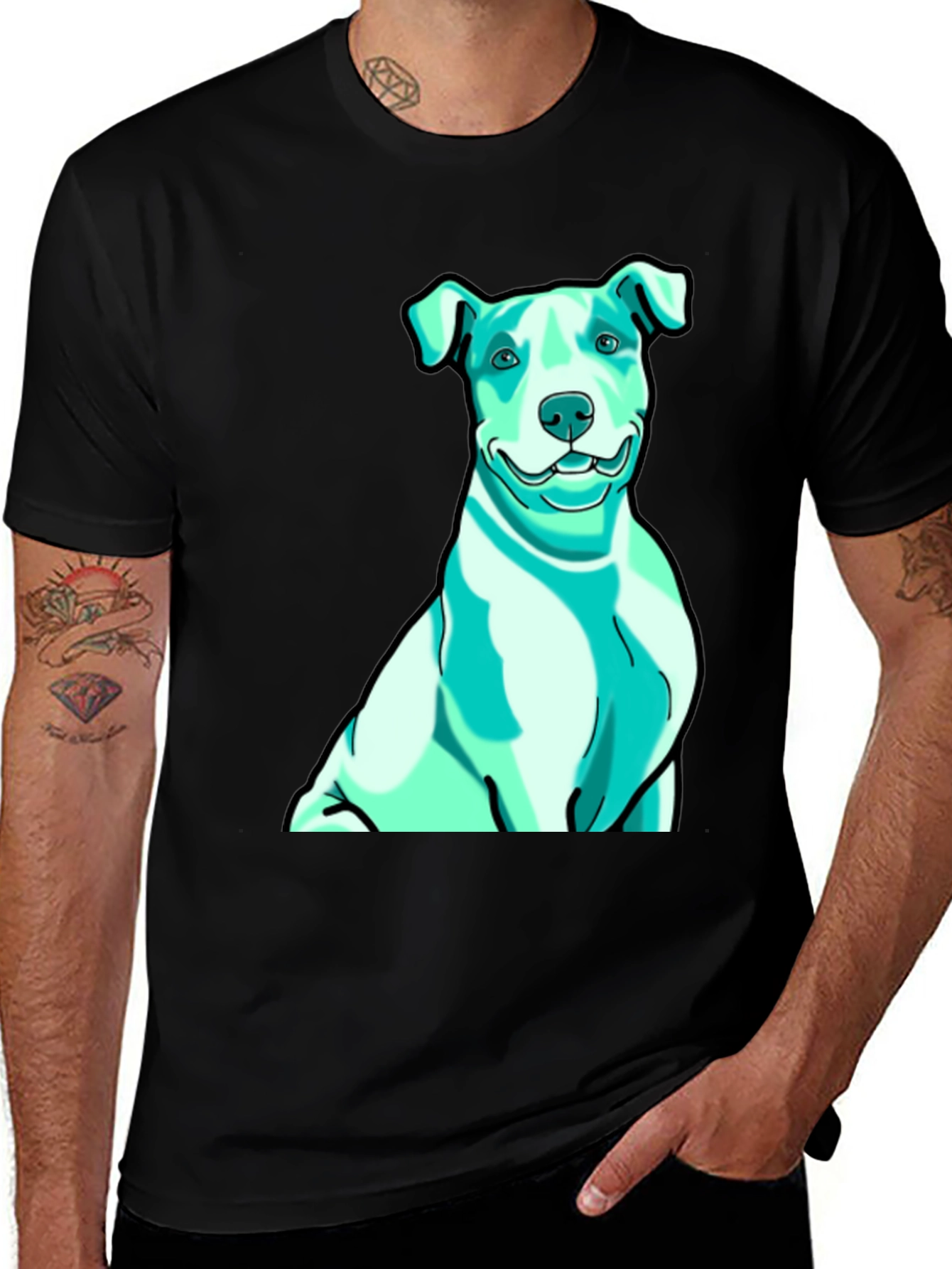 Variant 19 of Cool Dog Graphic Tee - Black Cotton Blend