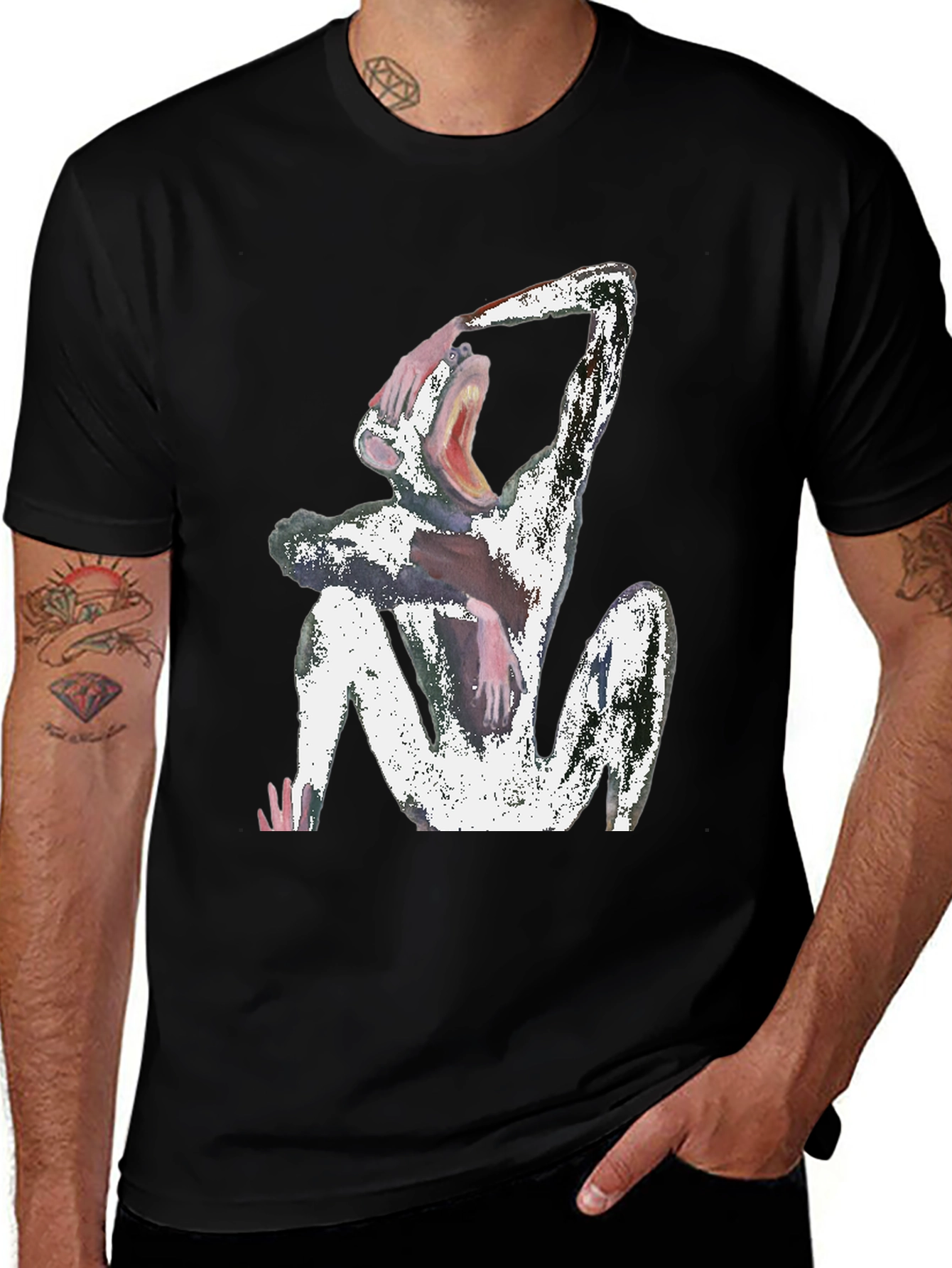 Variant 24 of Abstract Monkey Graphic Black T-Shirt