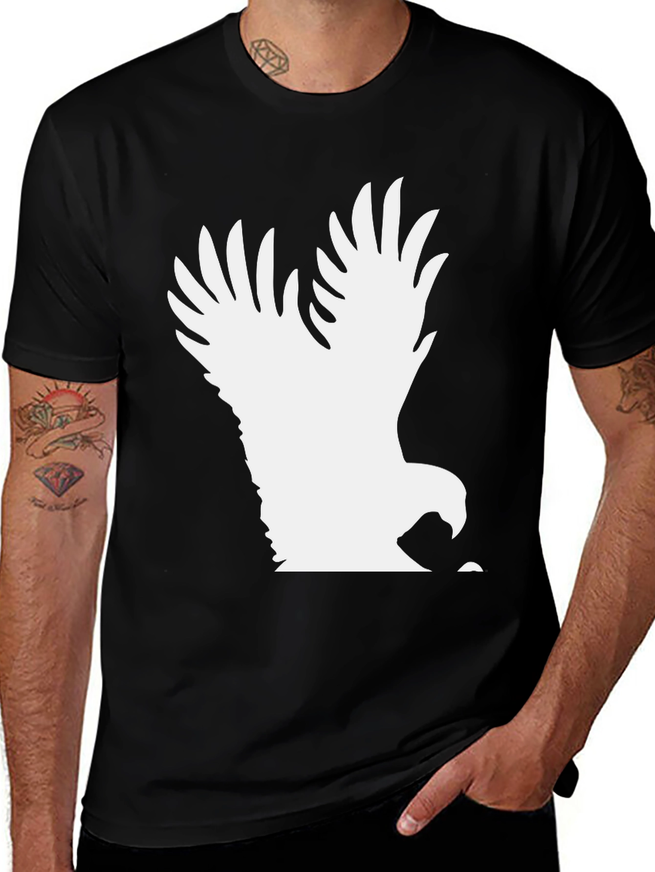 Variant 28 of Eagle Graphic Tee - Bold Black Cotton T-Shirt