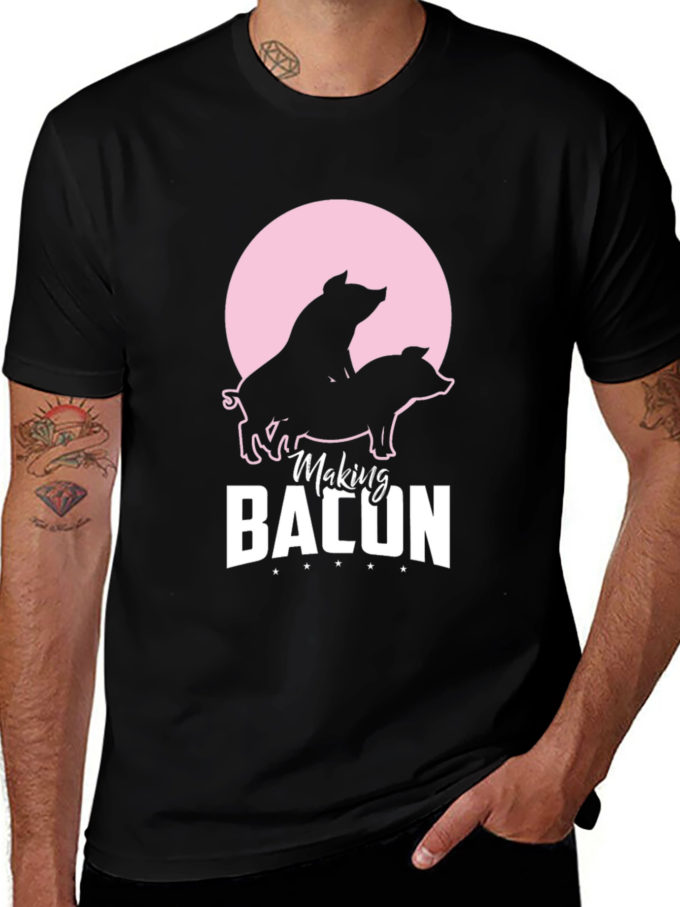 Variant 17 of Making Bacon Graphic T-Shirt Funny Pig Design