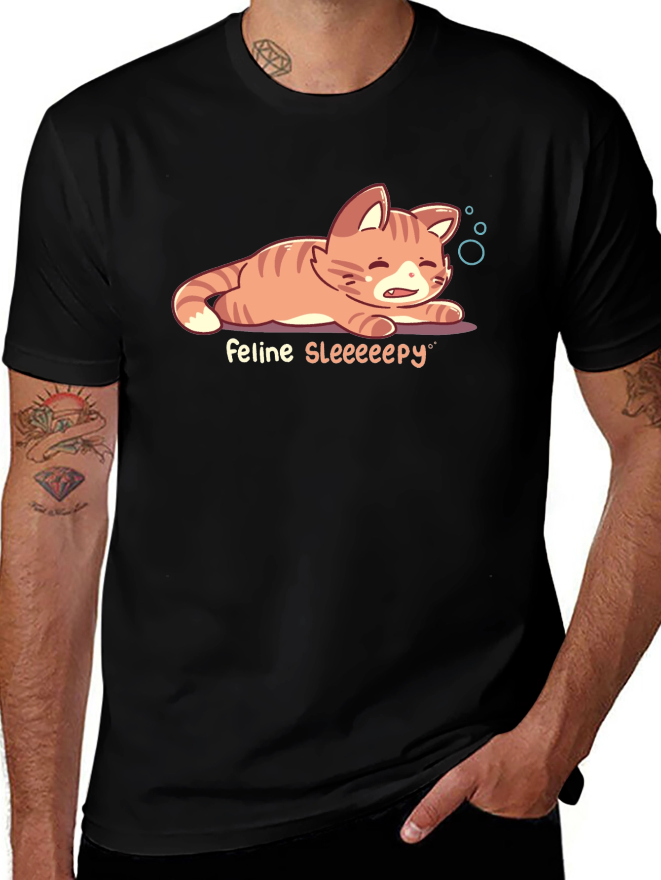 Variant 24 of Feline SLEEEEepy T-Shirt - Black