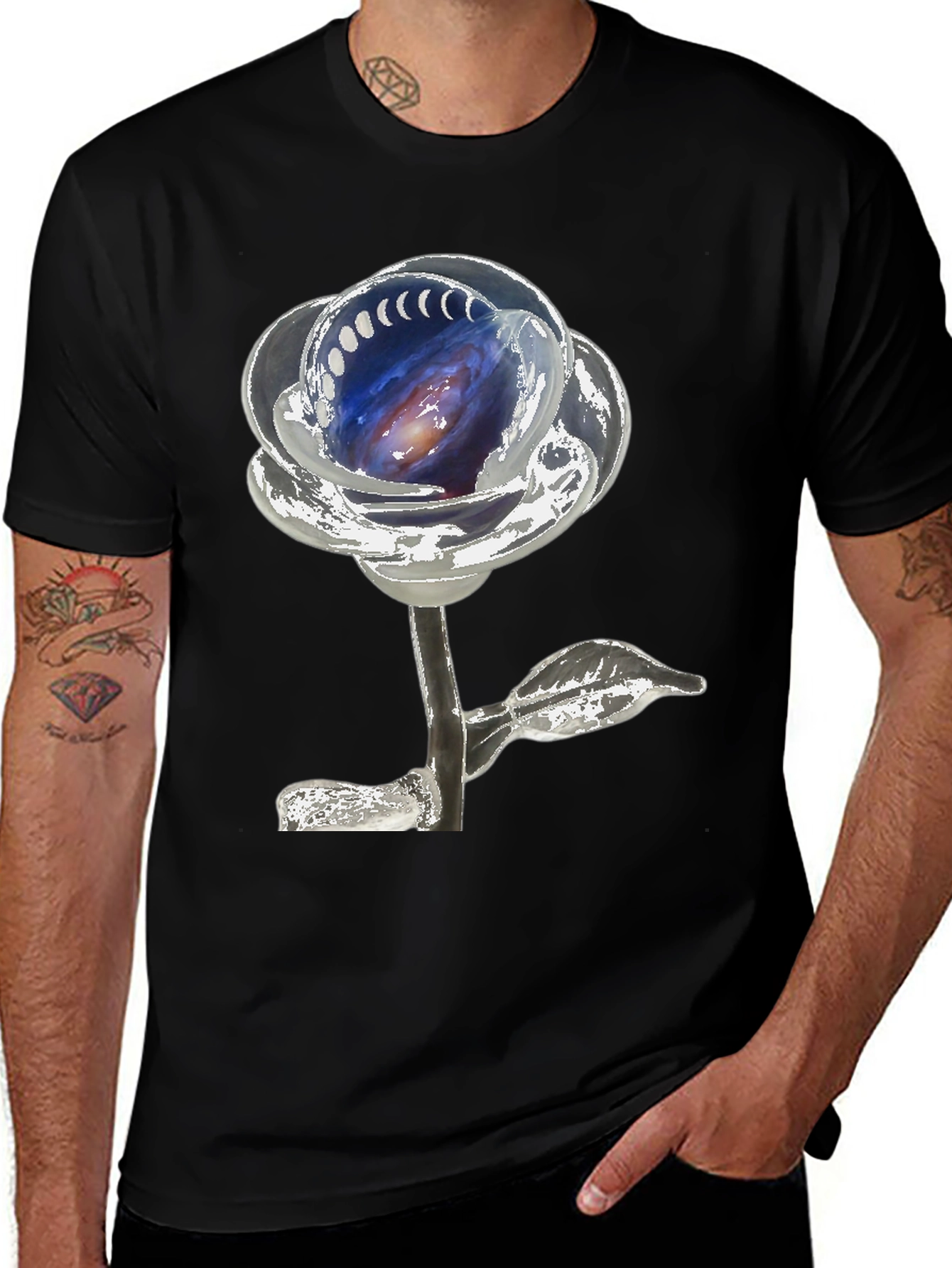 Variant 14 of Galaxy Rose Graphic Tee - Unique Space Design