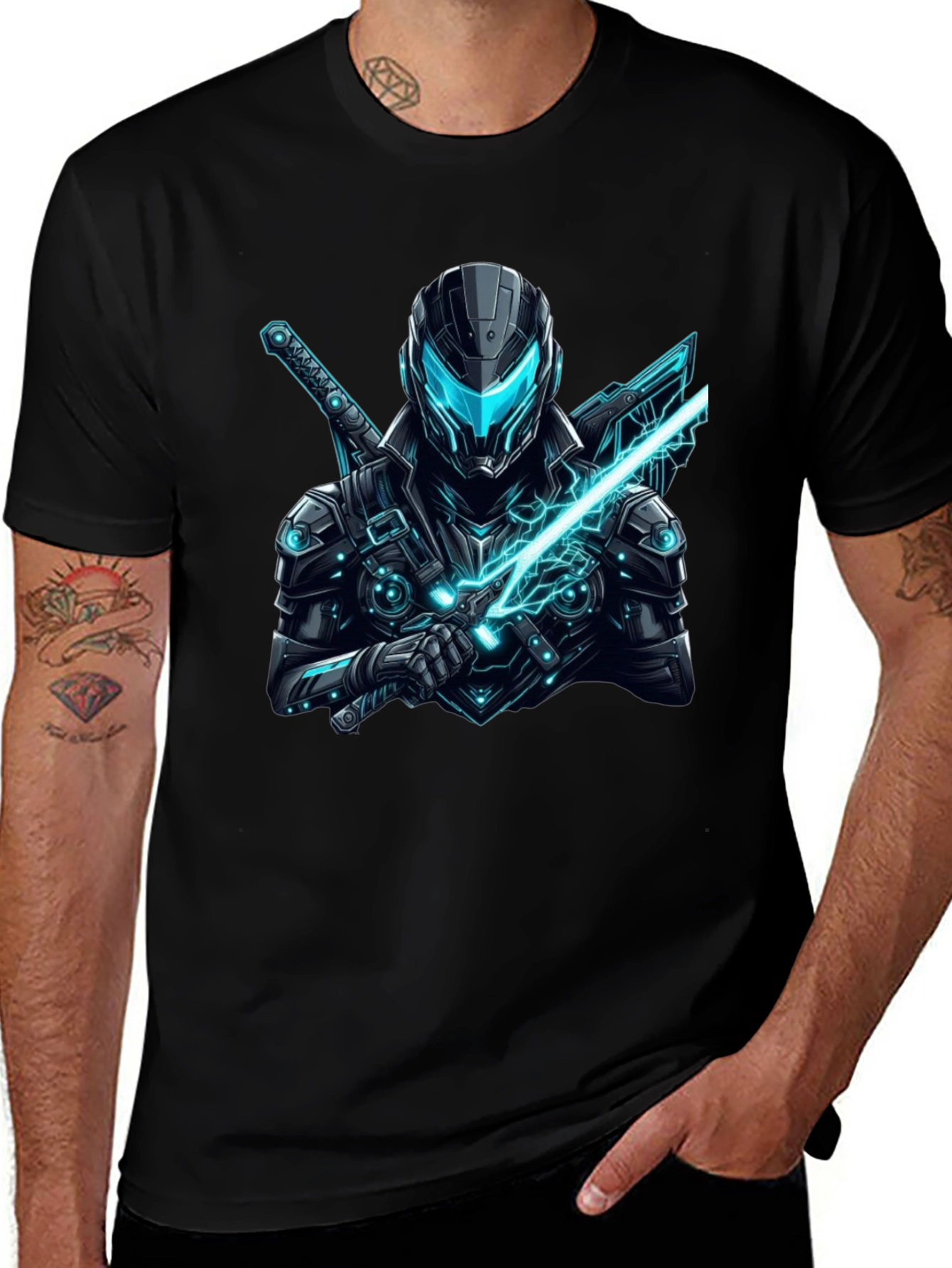 Variant 16 of Sci-Fi Warrior Graphic Tee - Black