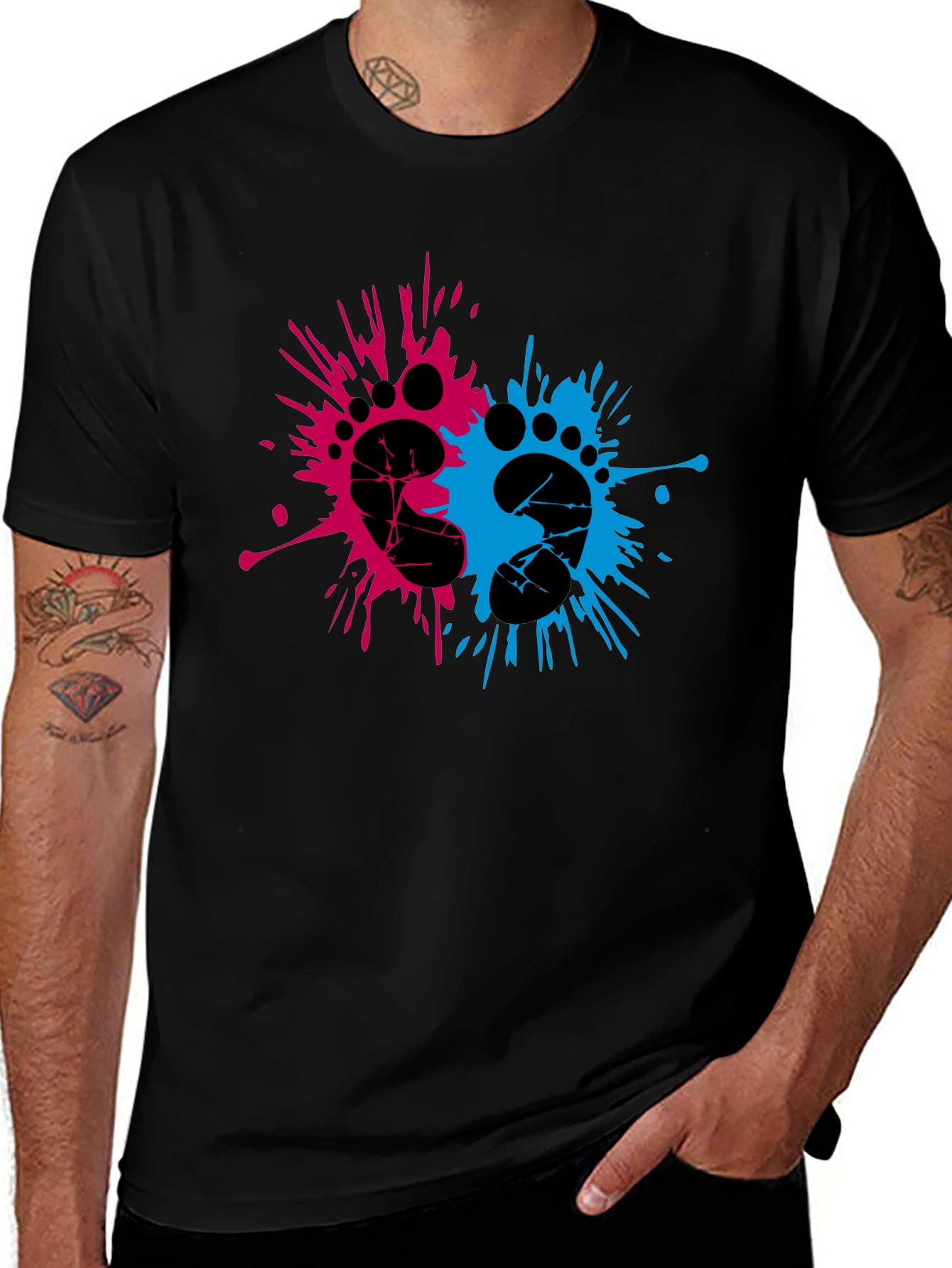 Variant 29 of Gender Reveal Footprint Splatter T-Shirt