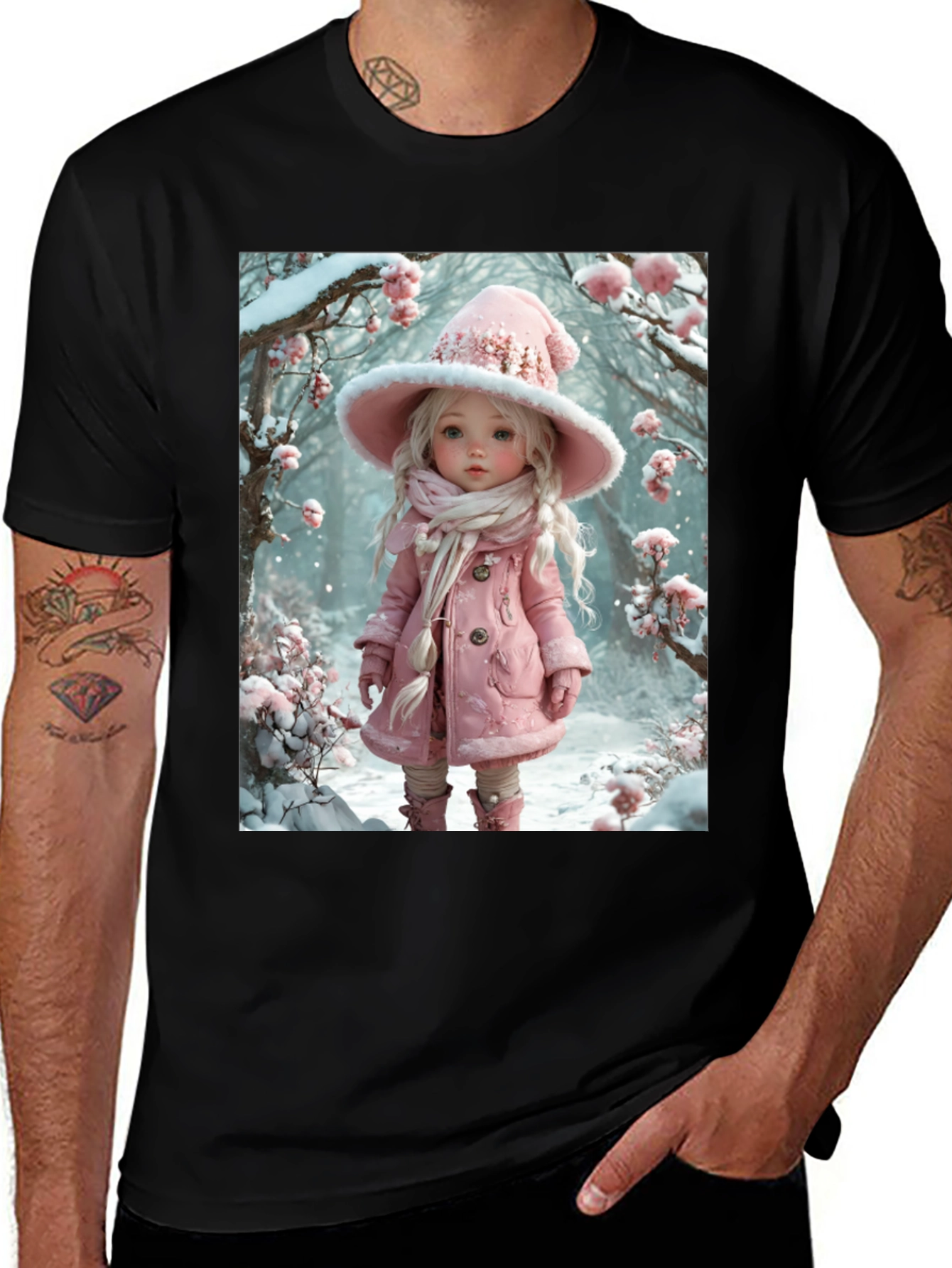Variant 25 of Winter Doll Graphic T-Shirt - Black
