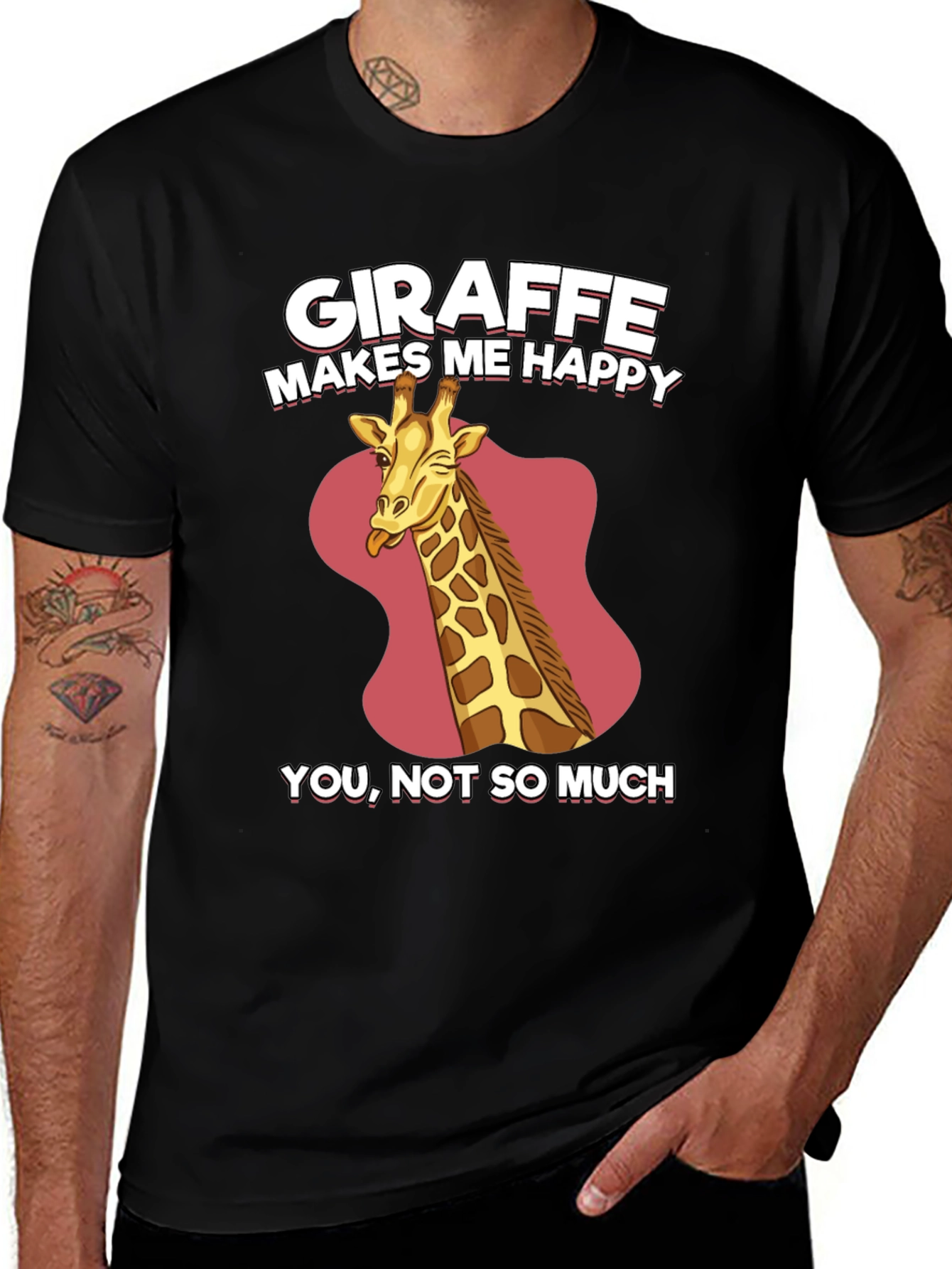 Variant 17 of Giraffe Makes Me Happy Graphic T-Shirt