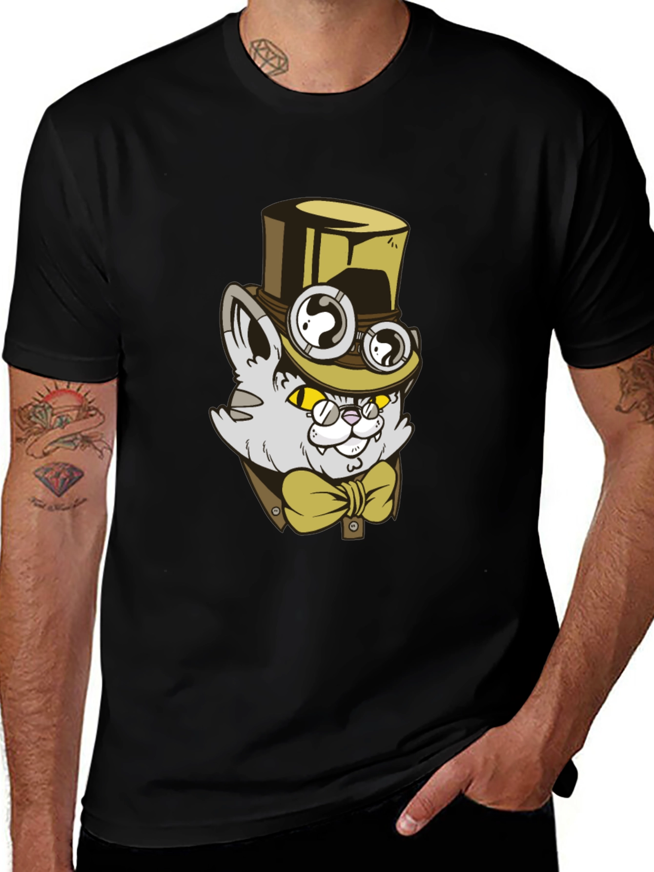 Variant 15 of Steampunk Cat T-Shirt: Gentlemanly Feline