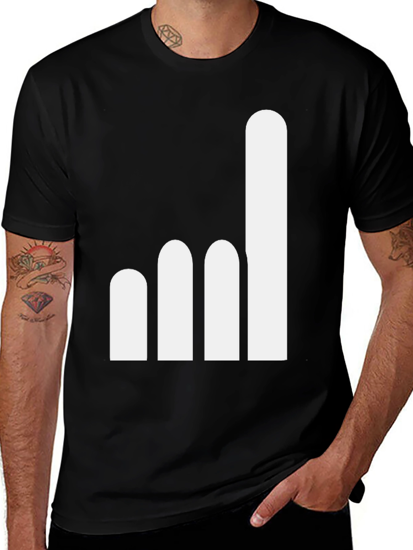 Variant 8 of Minimalist Finger Gesture Graphic Tee - Black Cotton Blend Shirt