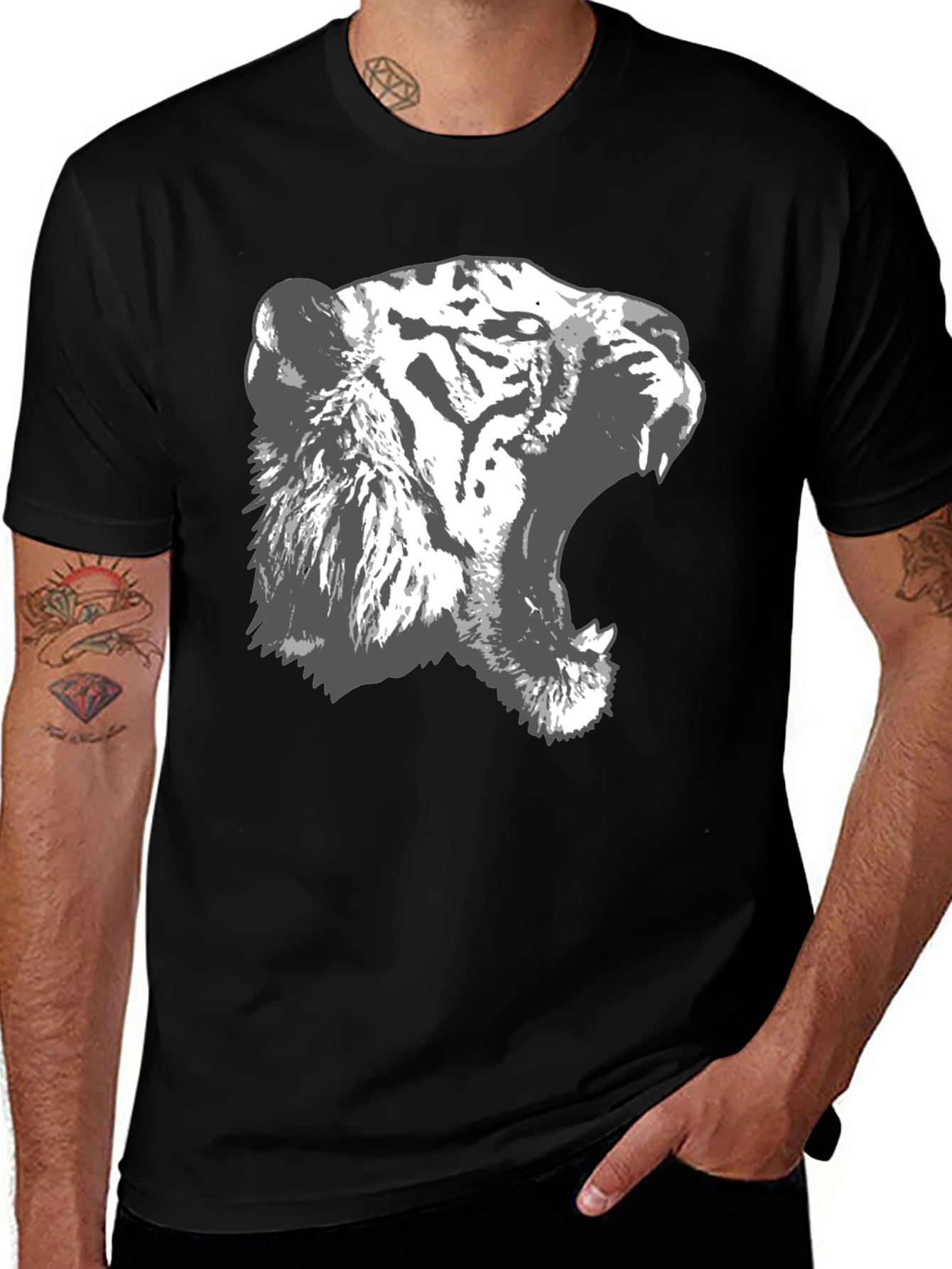 Variant 22 of Roaring Tiger Graphic Black T-Shirt