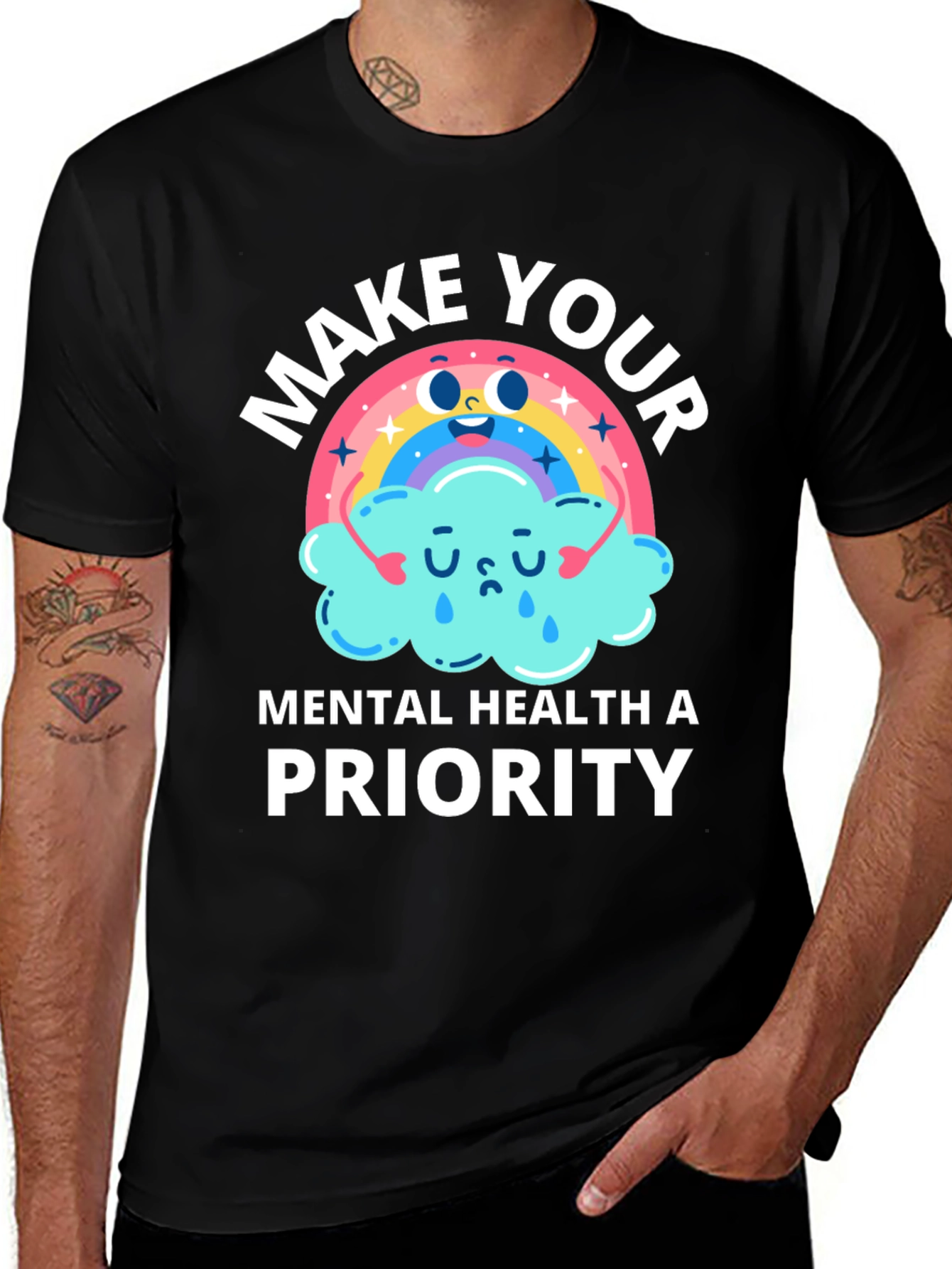 Variant 16 of Mental Health Priority Black Graphic Tee