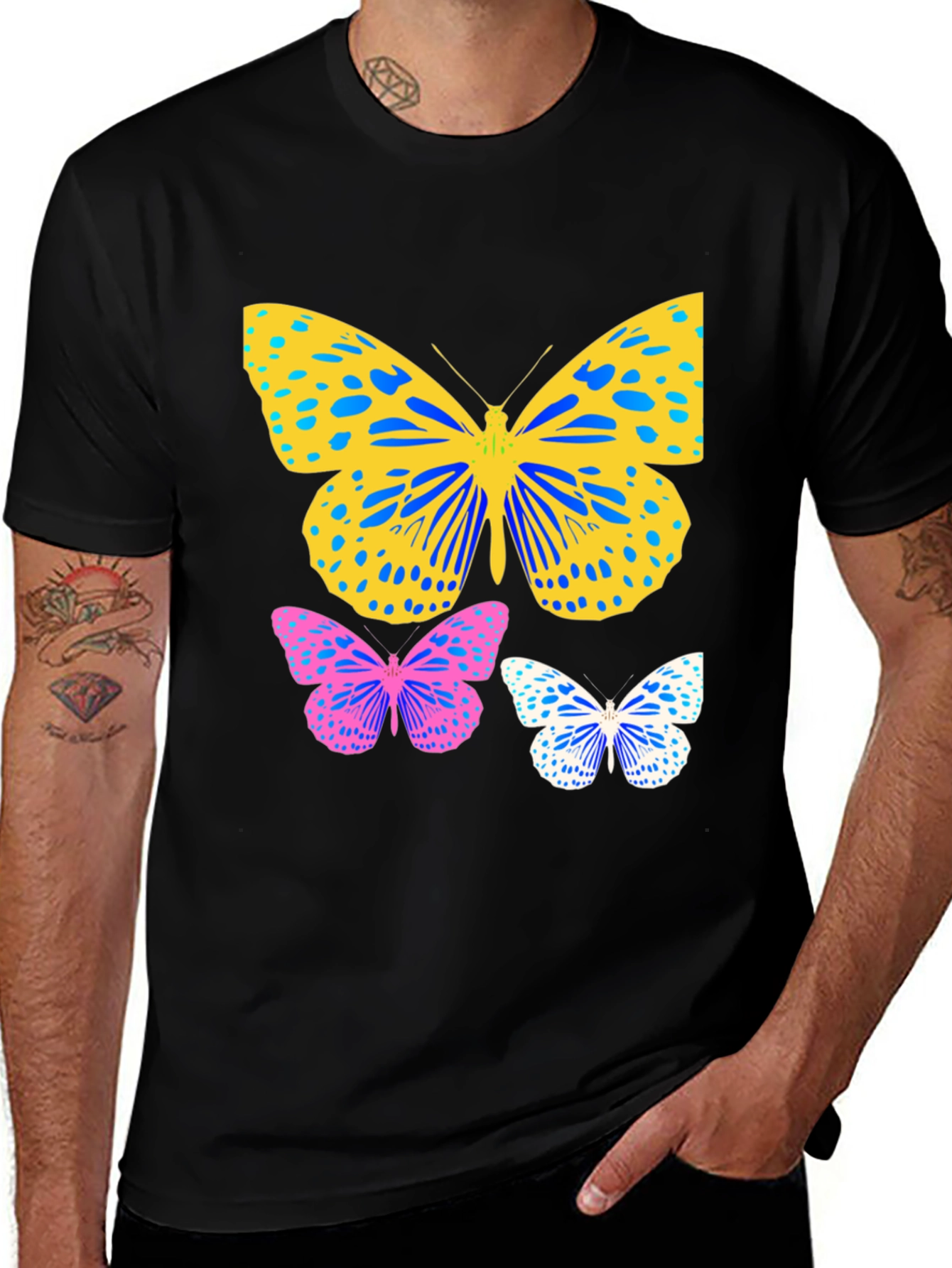 Variant 26 of Butterfly Graphic Tee - Black Cotton Blend
