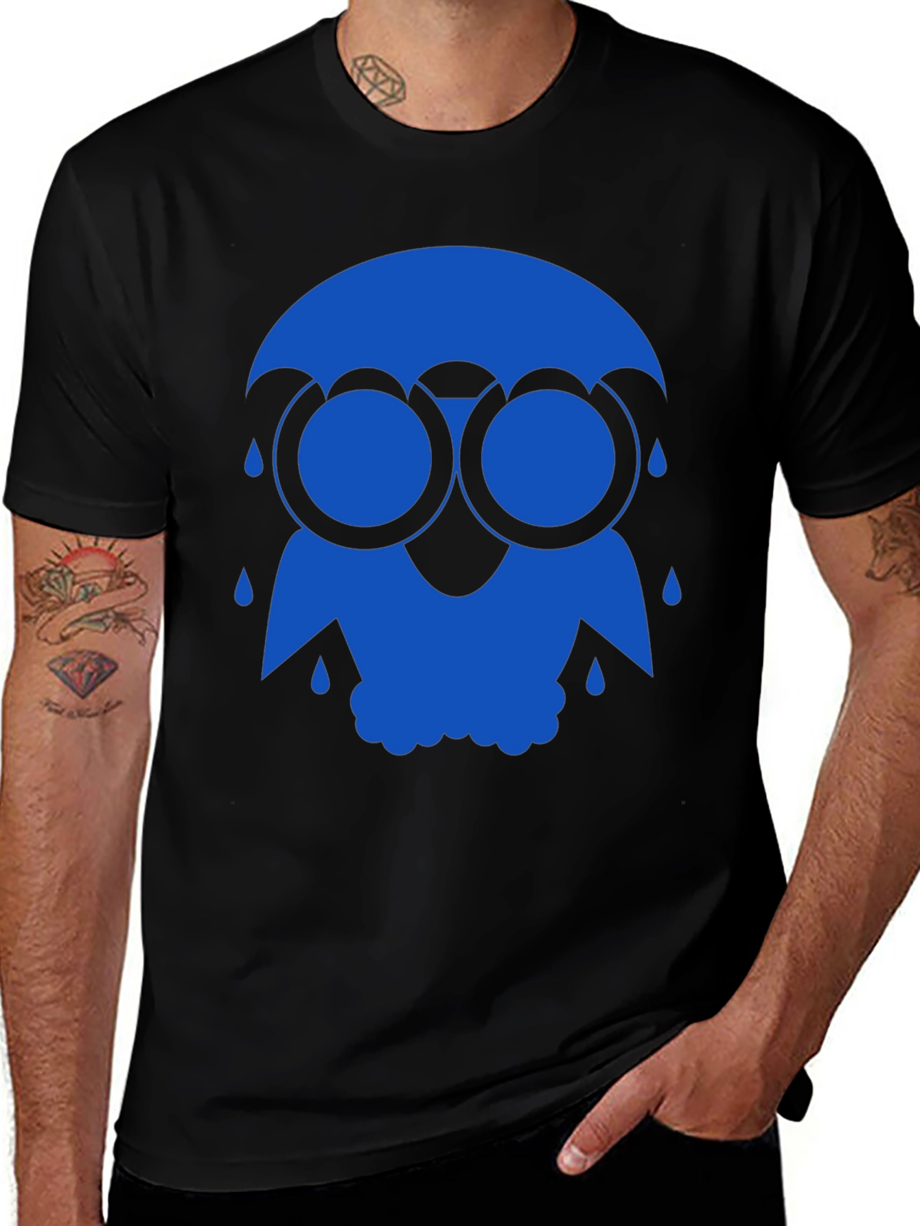 Variant 20 of Blue Rain Owl Graphic T-Shirt - Unique Design