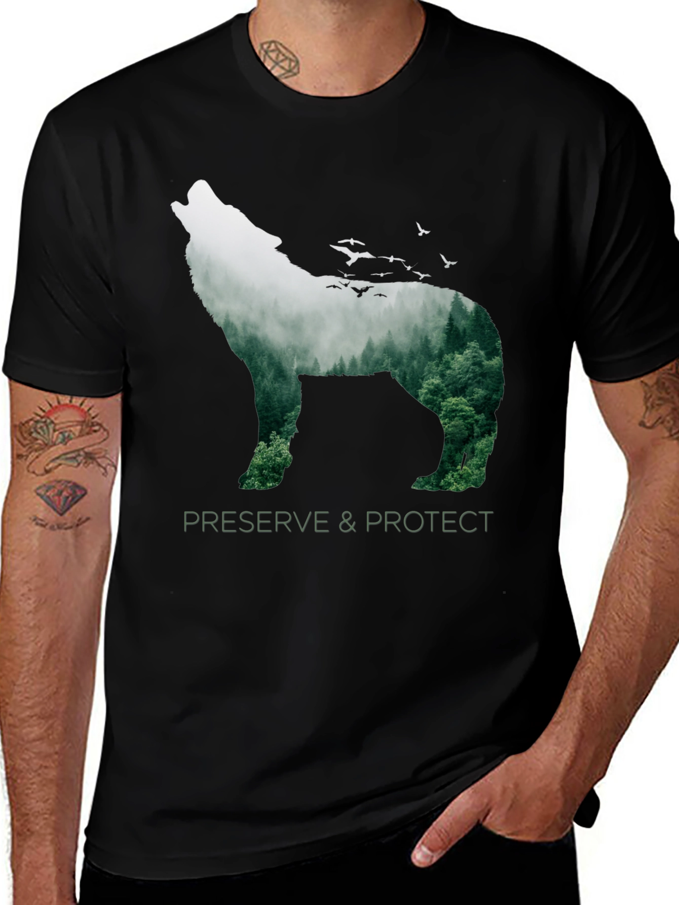 Variant 21 of Nature Wolf Graphic Tee - Preserve & Protect