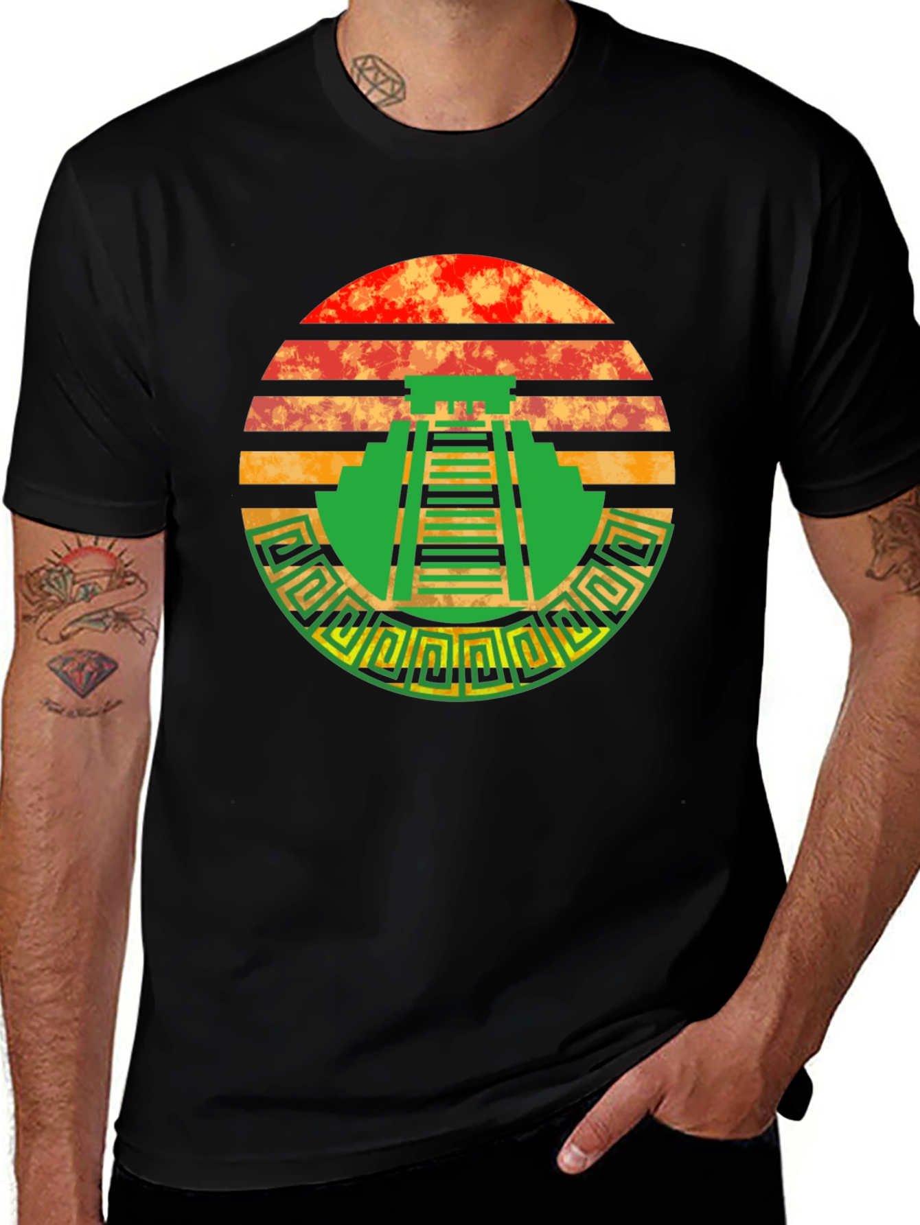 Variant 16 of Retro Mayan Pyramid Graphic Tee