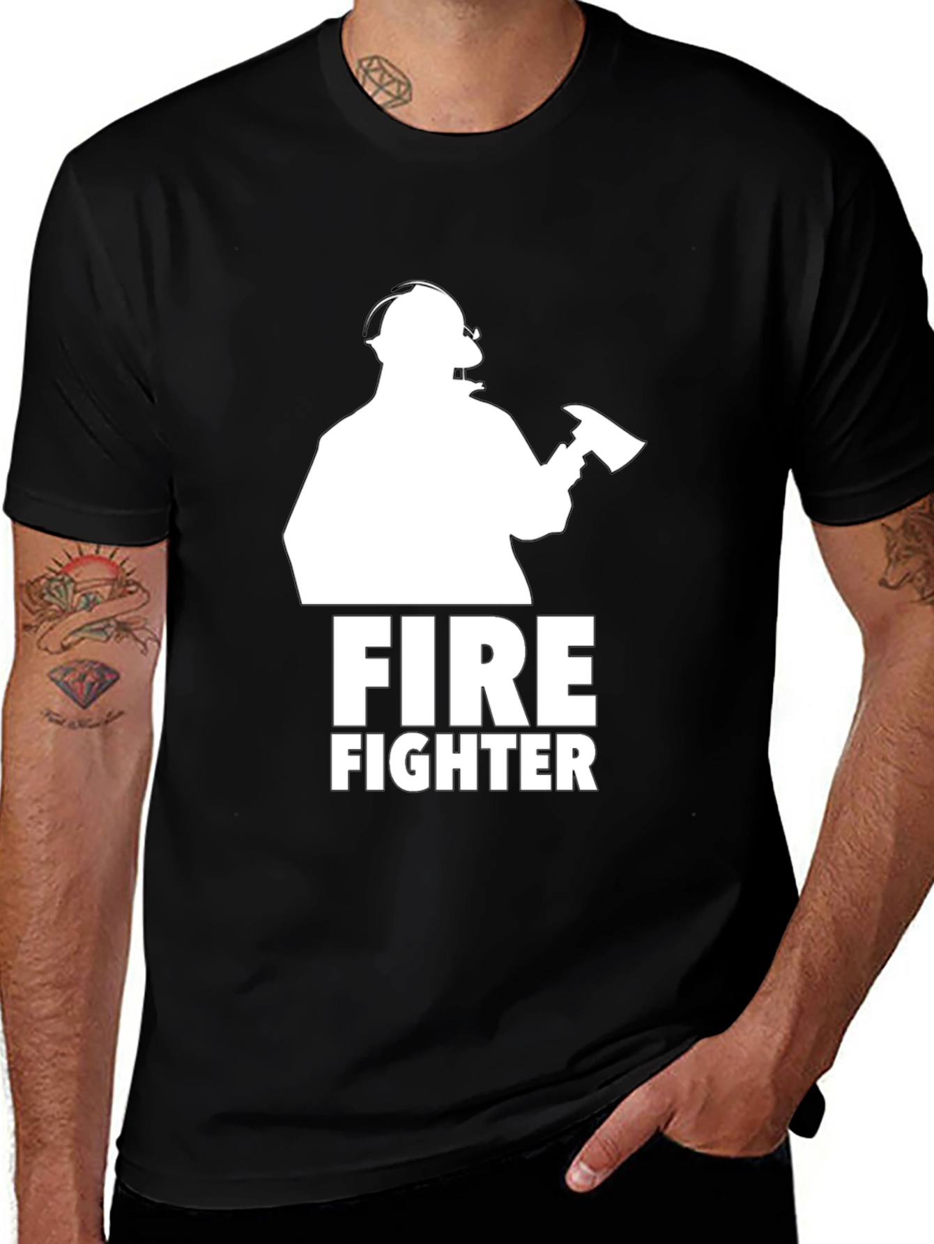 Variant 16 of Firefighter Graphic Tee - Black Cotton T-Shirt