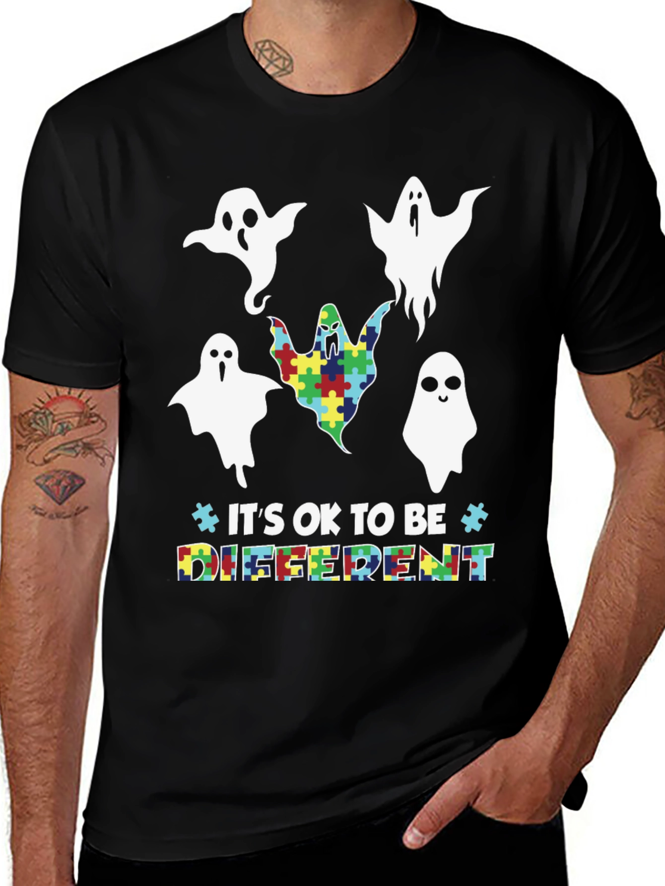 Variant 30 of Autism Awareness Ghost Graphic Tee