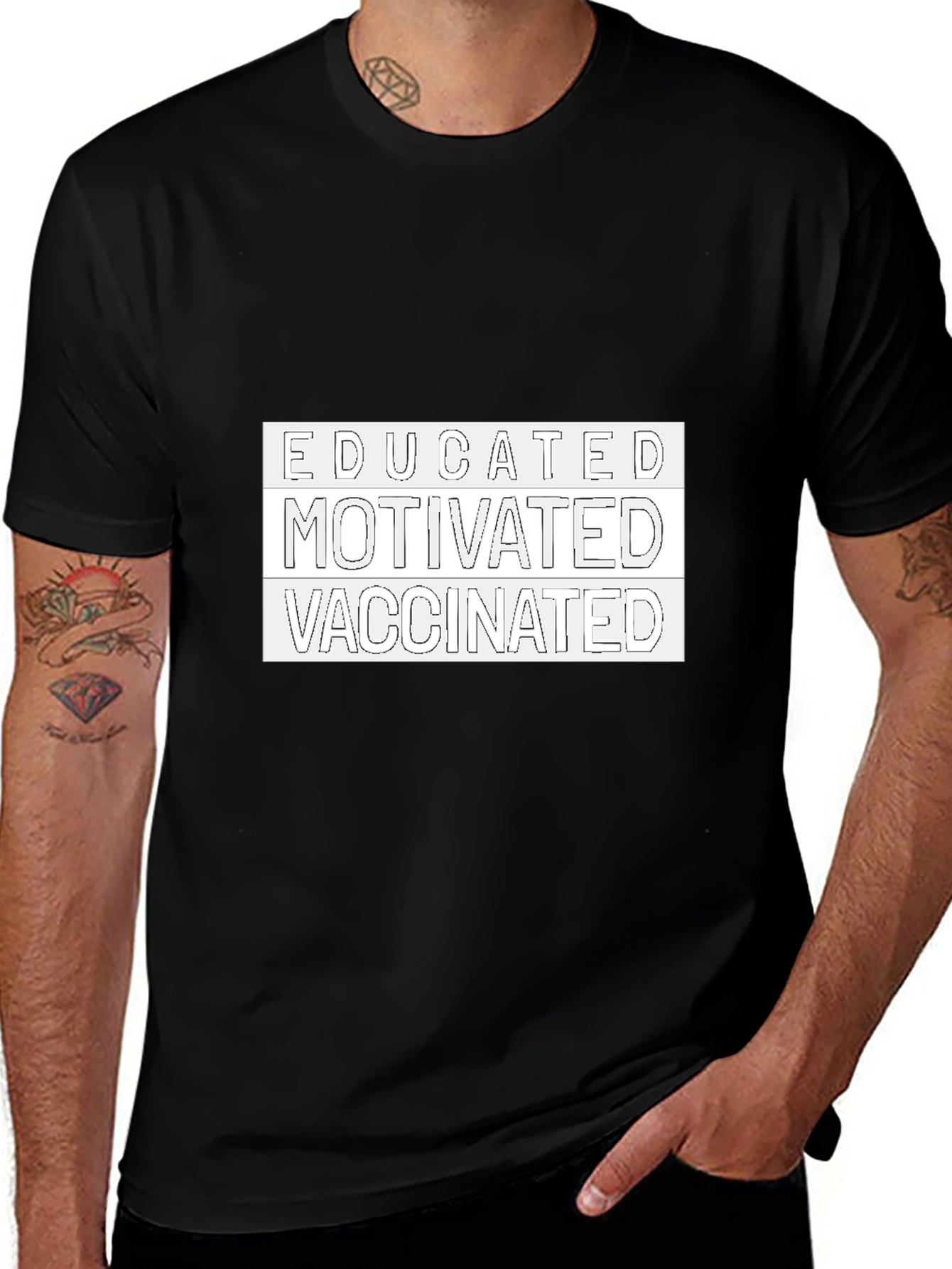 Variant 5 of Educated Motivated Vaccinated Tee