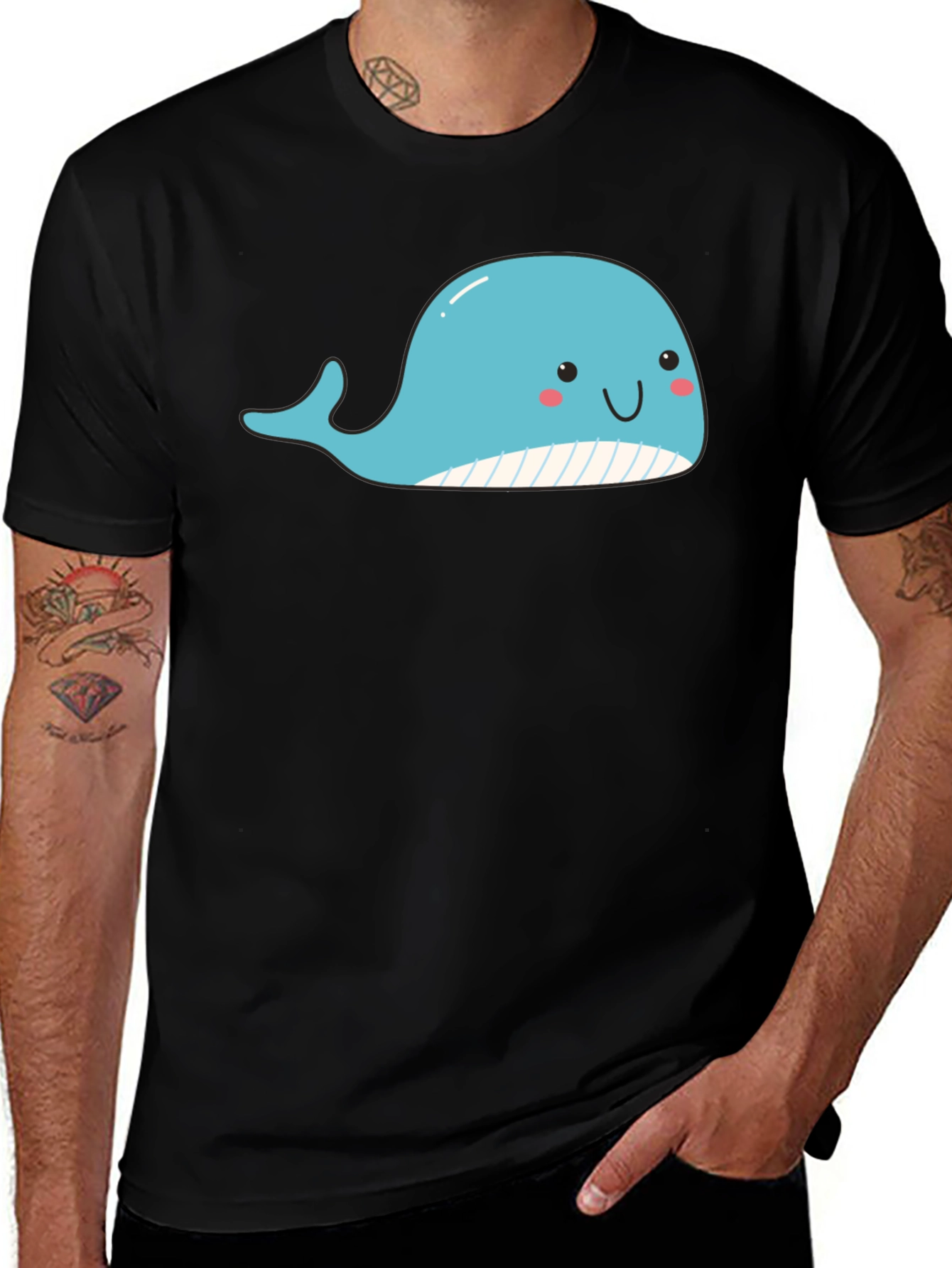 Variant 27 of Cute Whale Graphic Black T-Shirt