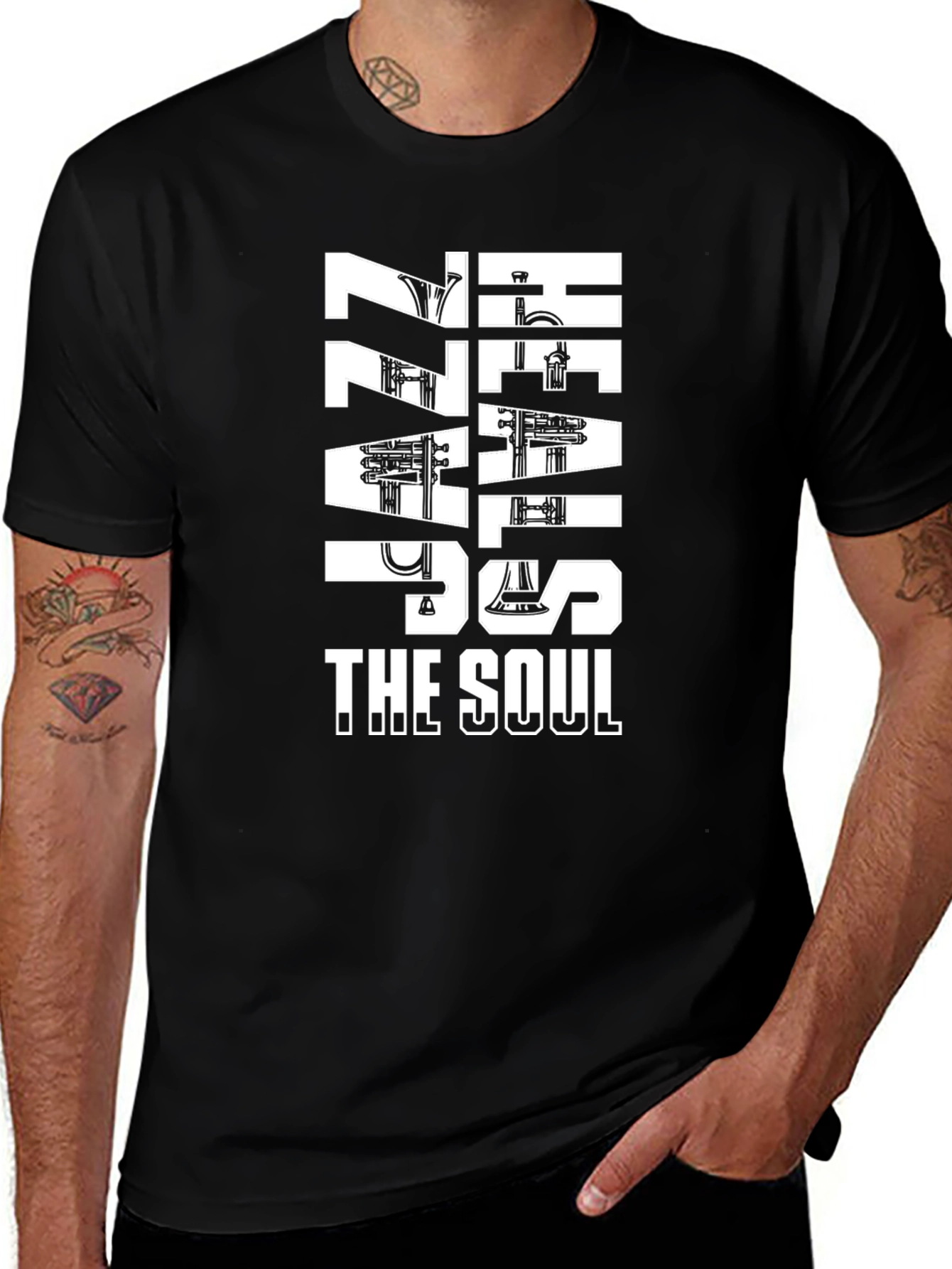 Variant 7 of Jazz Heals the Soul Black Graphic T-Shirt
