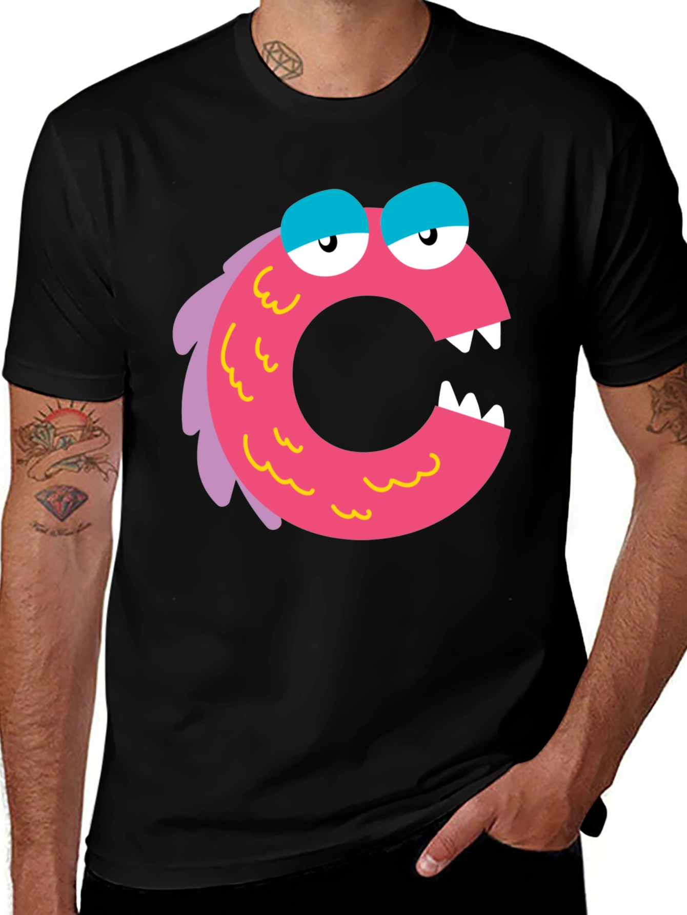 Variant 20 of Monster Letter C Black T-Shirt