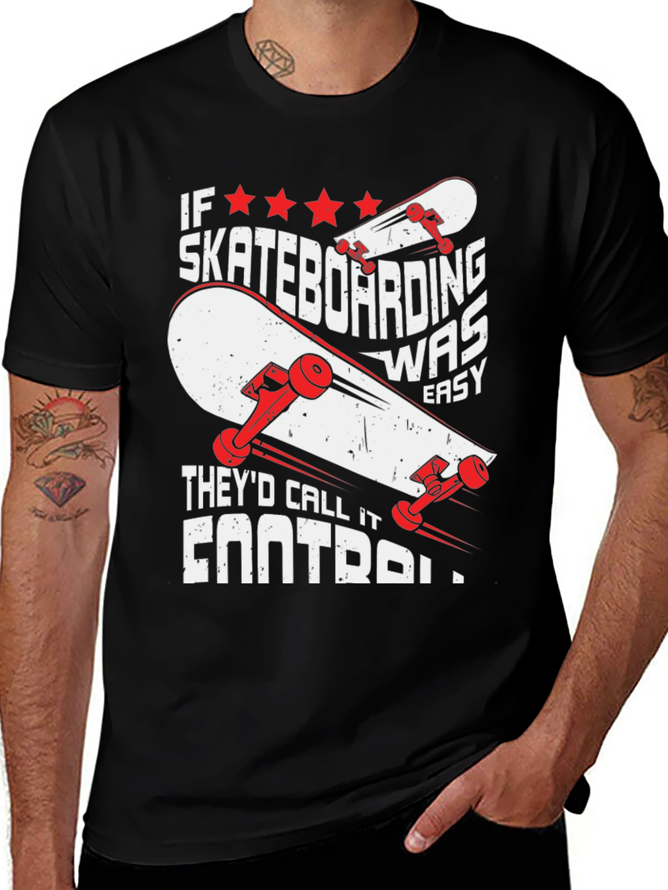 Variant 4 of Skateboarding T-Shirt - "If Skateboarding Was Easy"