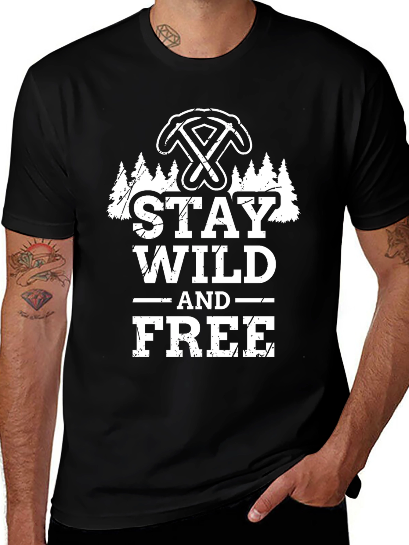 Variant 6 of Stay Wild and Free Black T-Shirt