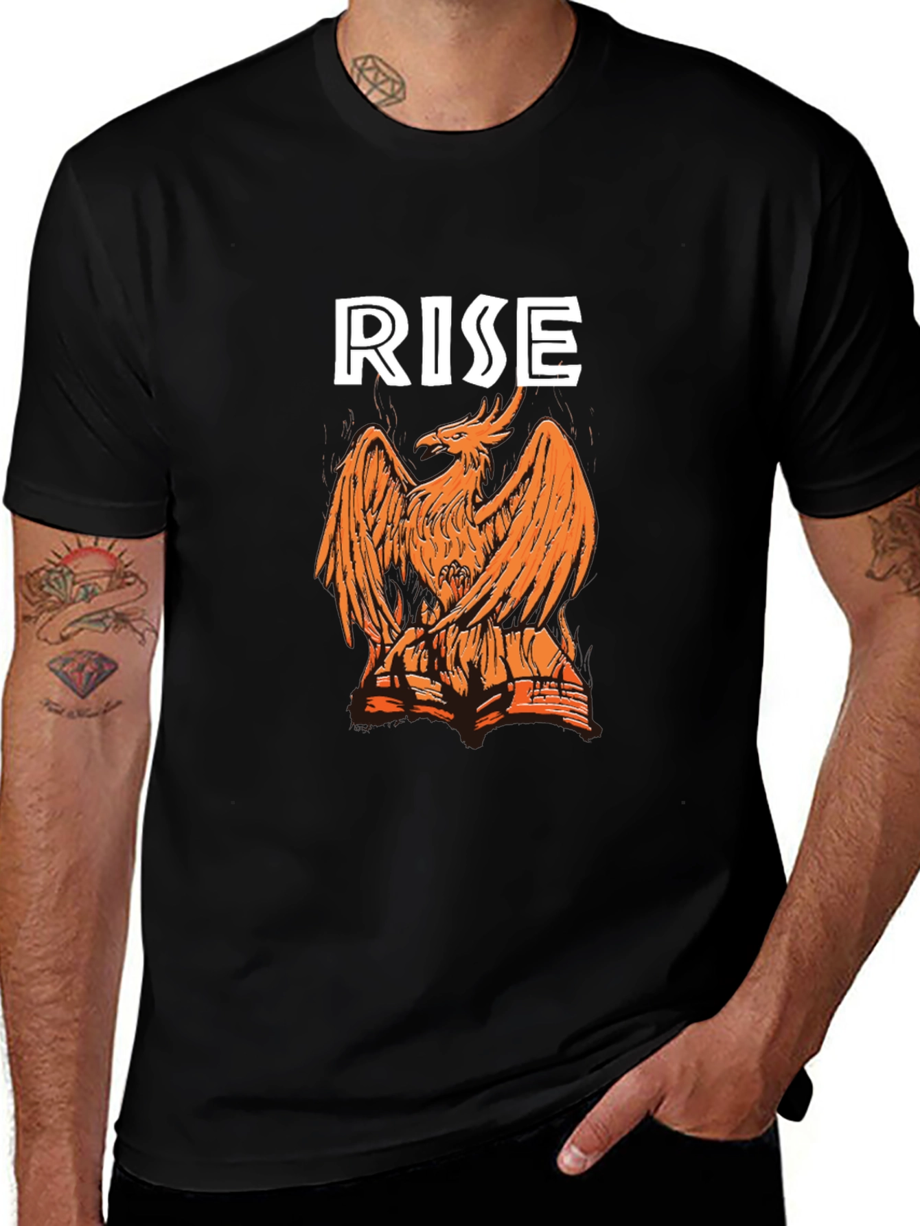 Variant 11 of Rise Phoenix Graphic Tee - Black Cotton Blend T-Shirt