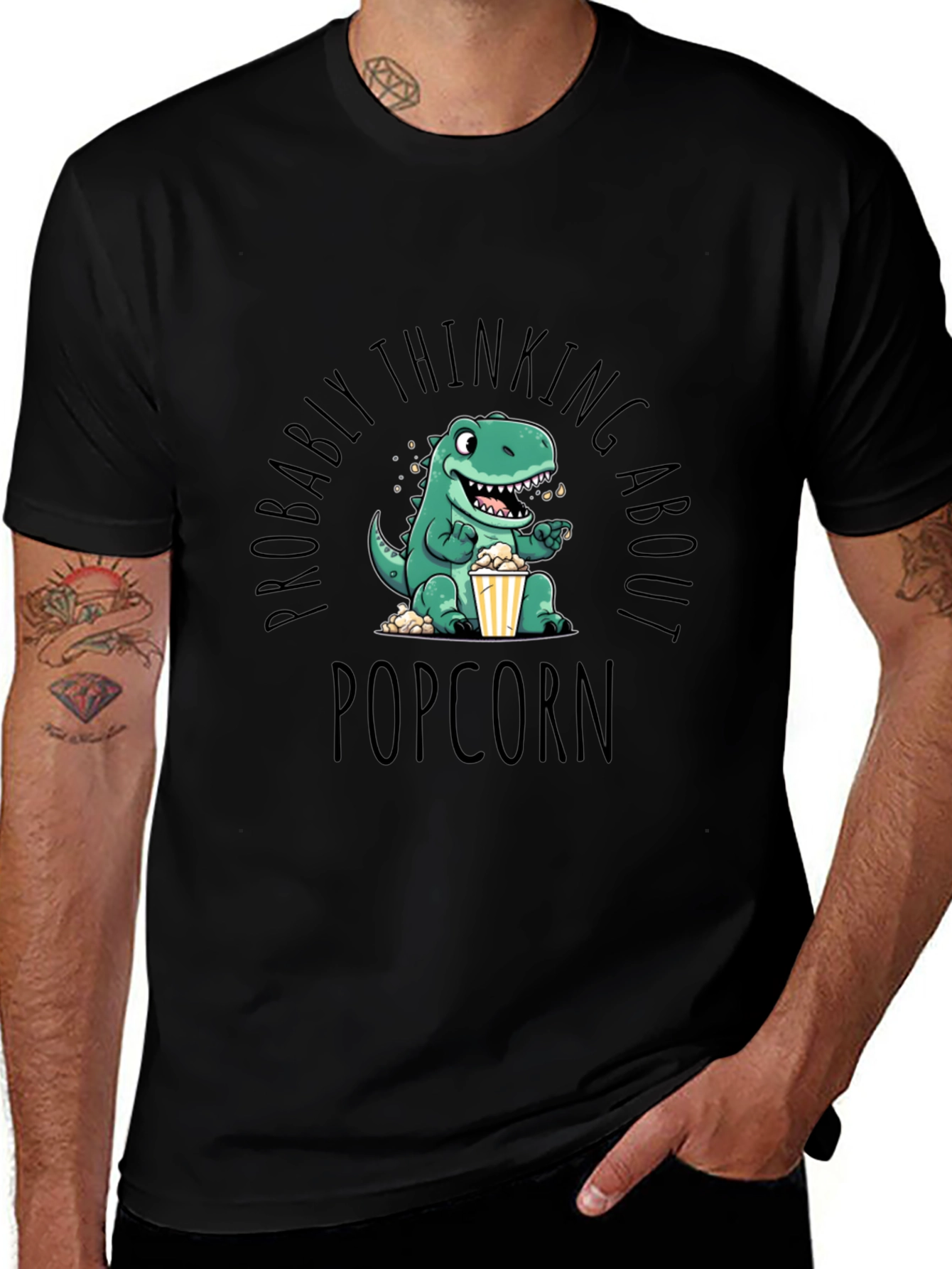 Variant 4 of Dino Popcorn T-Shirt - Foodie Fun!