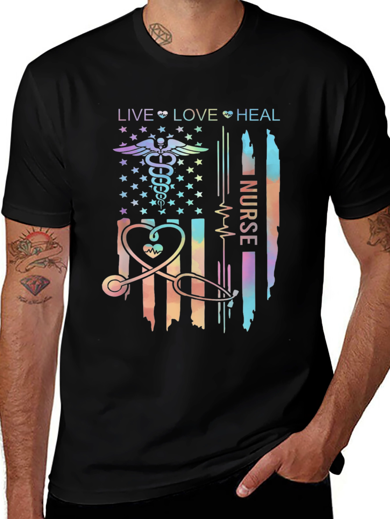 Variant 21 of Nurse Live Love Heal Graphic T-Shirt