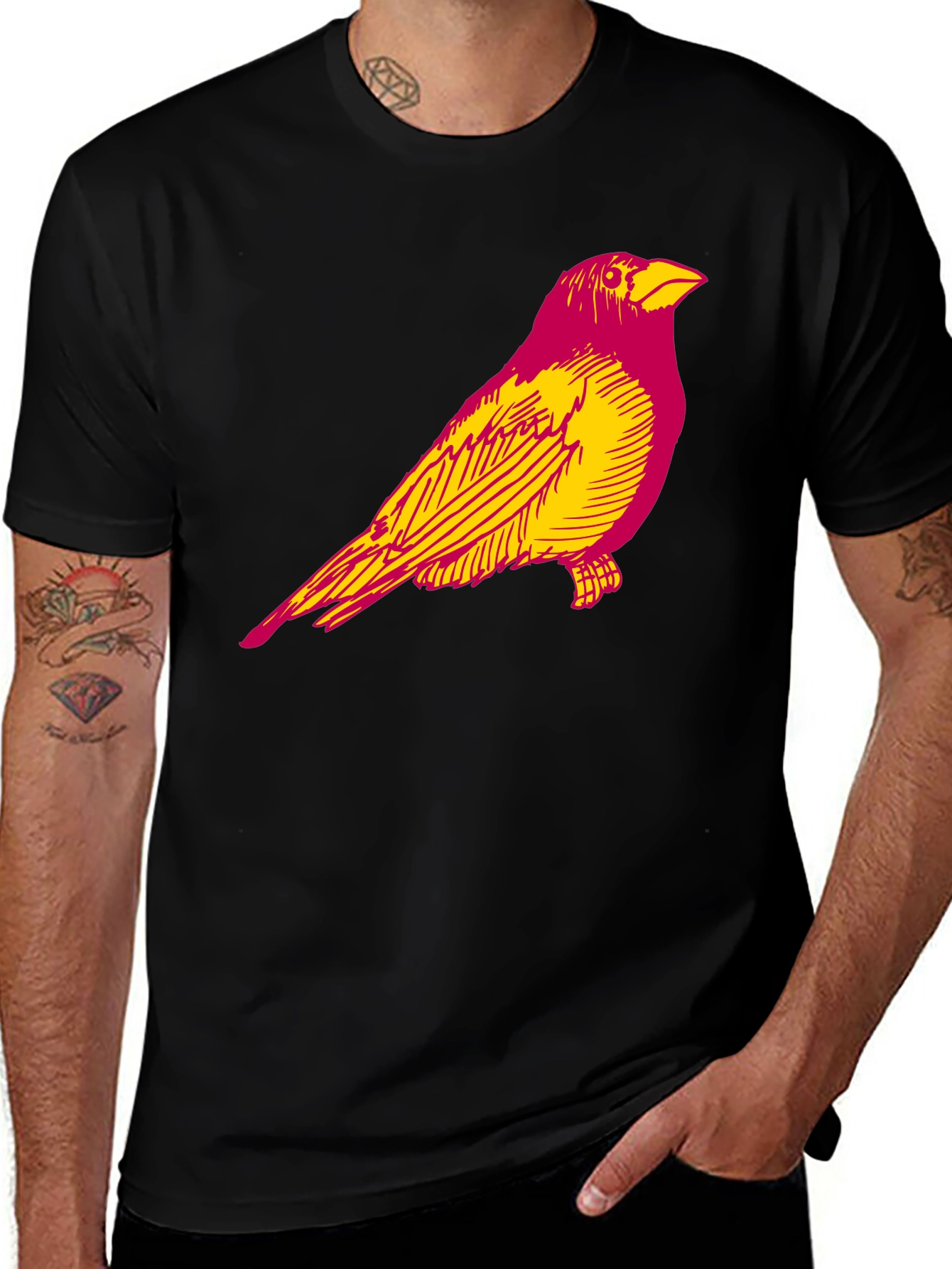 Variant 12 of Black T-Shirt with Bird Graphic
