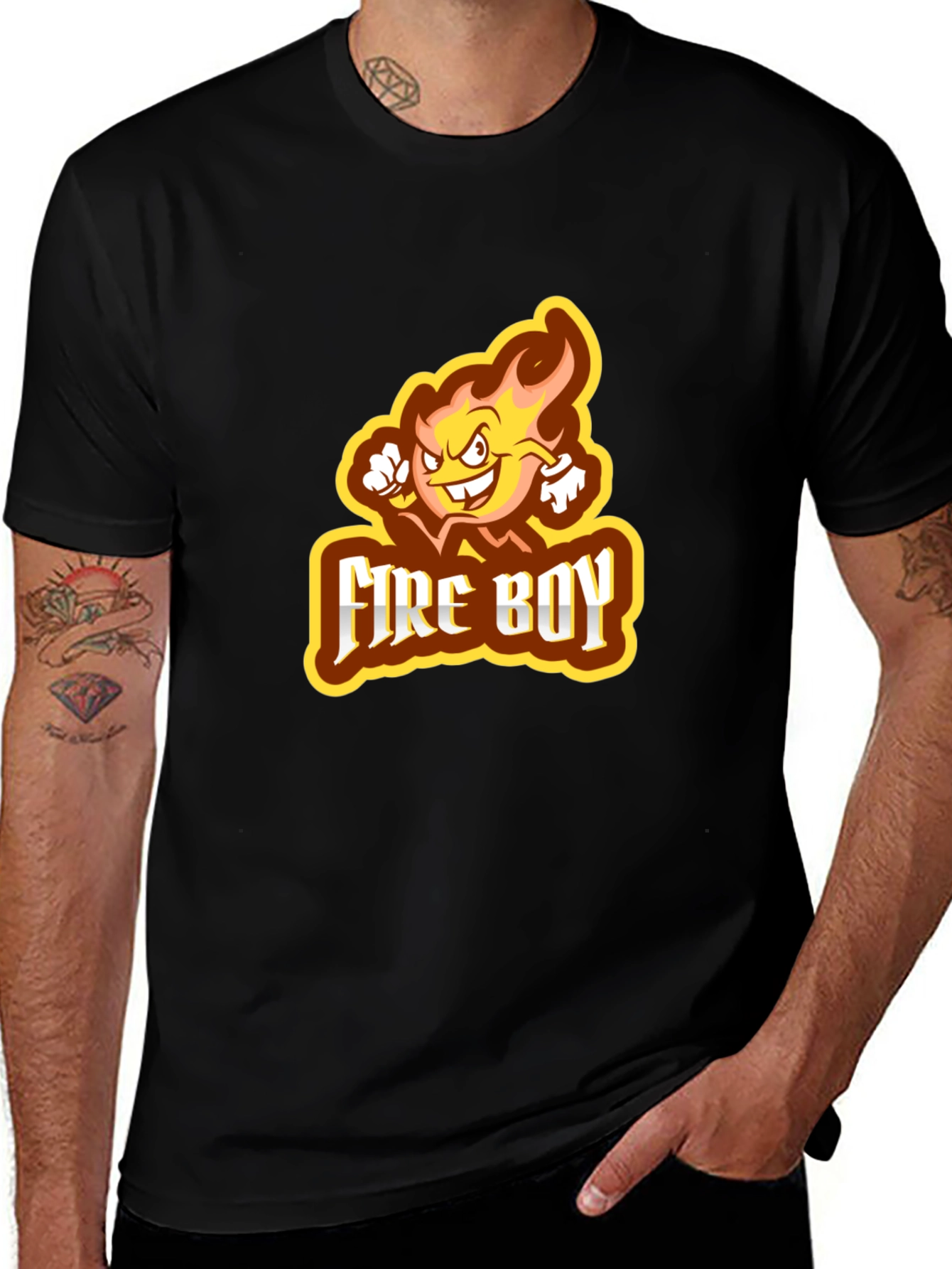 Variant 16 of Fire Boy Graphic Print Black T-Shirt
