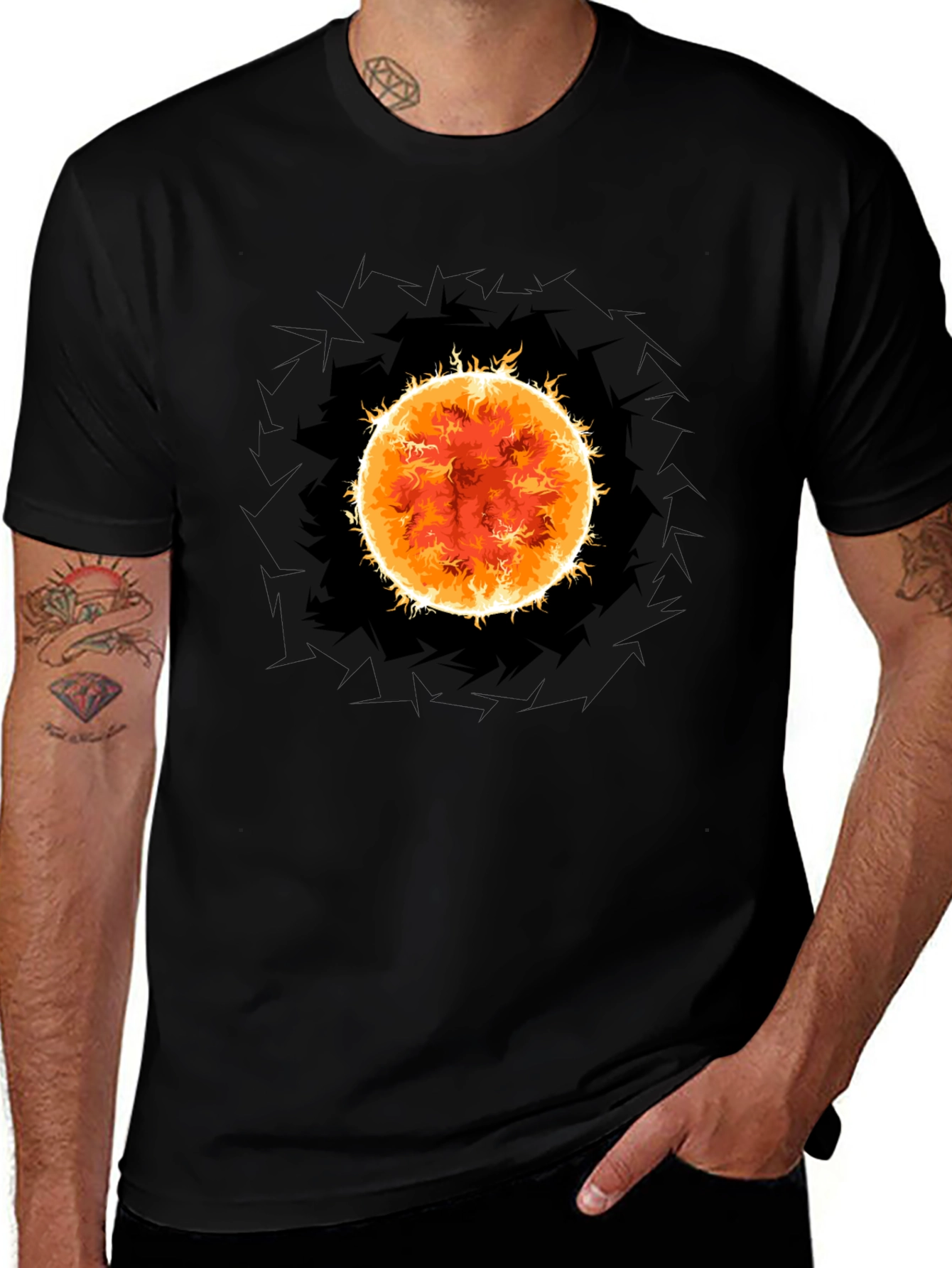 Variant 5 of Solar Flare Graphic Tee - Premium Black Cotton T-Shirt