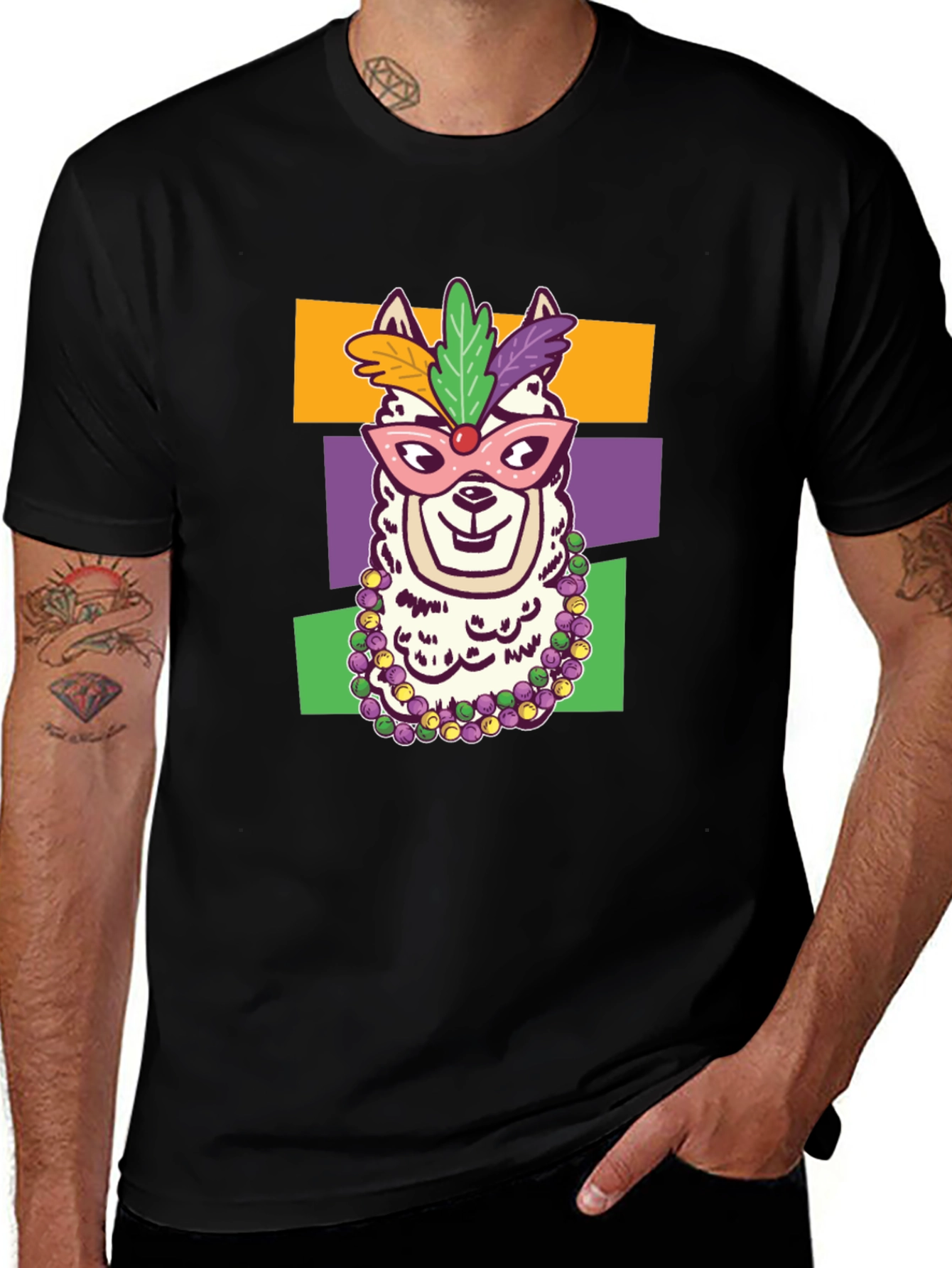 Variant 30 of Mardi Gras Llama T-Shirt - Party Animal Tee