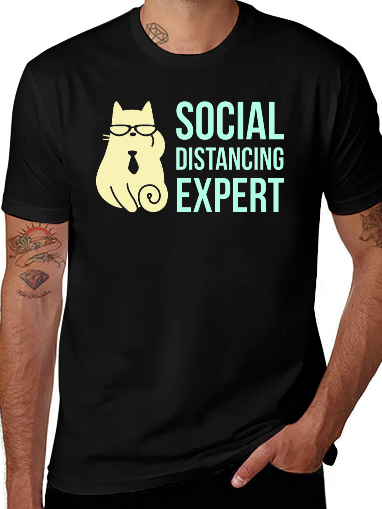 Variant 29 of Social Distancing Expert Cat T-Shirt - Stay Safe in Style