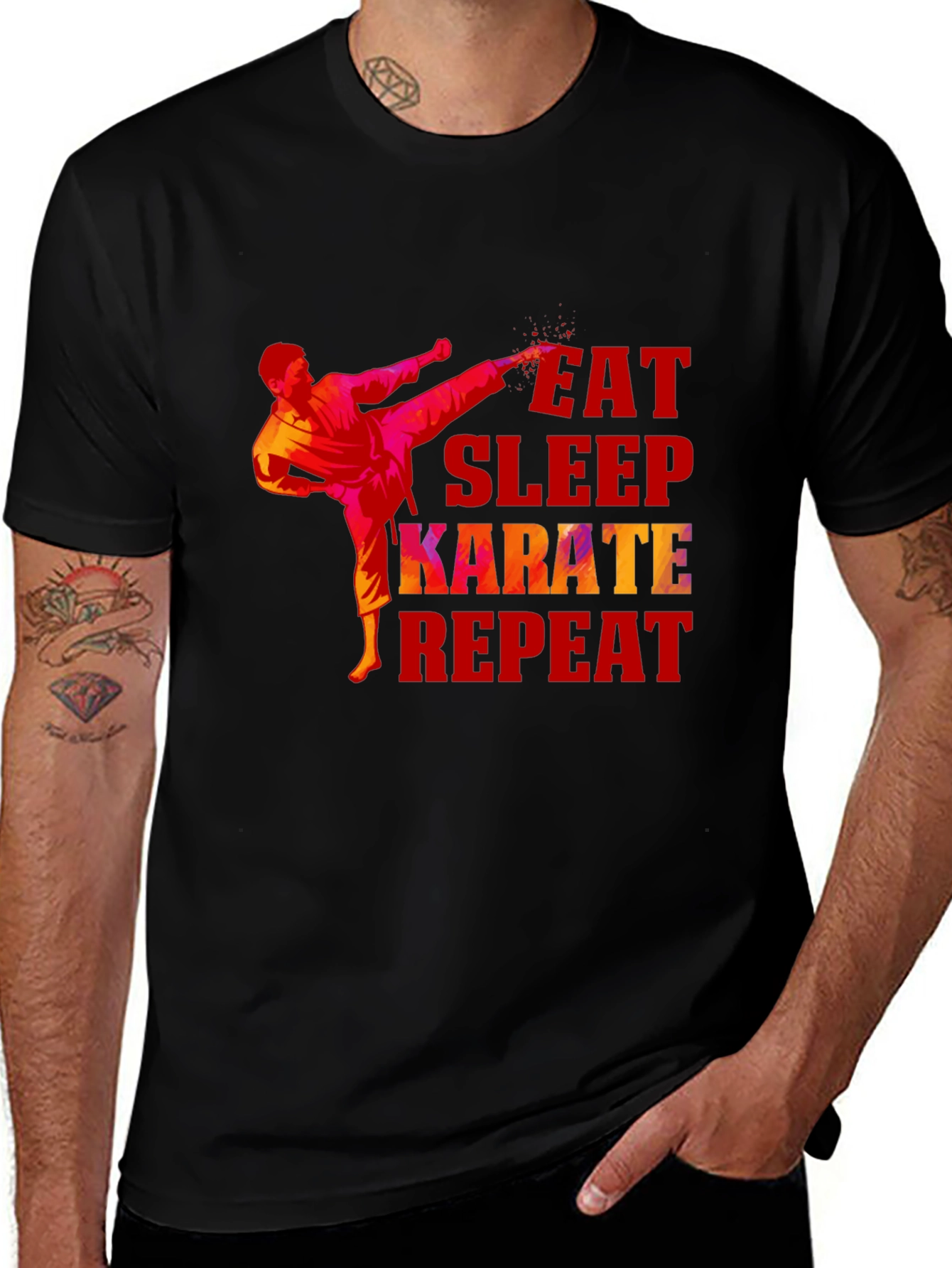 Variant 24 of Eat Sleep Karate Repeat Graphic T-Shirt