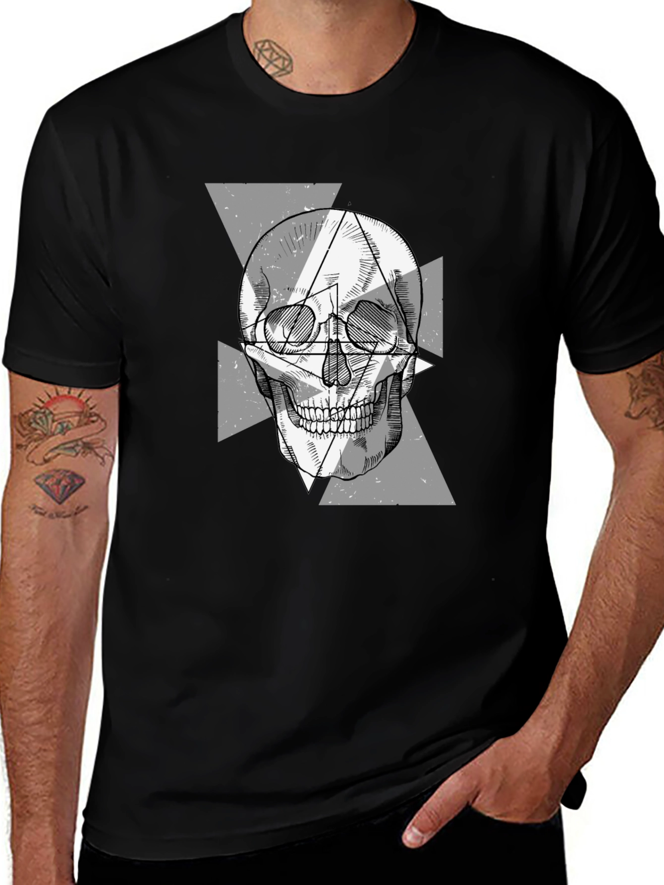 Variant 19 of Geometric Skull Graphic T-Shirt