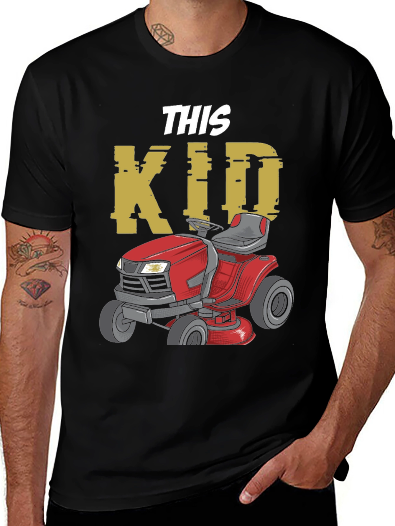 Variant 14 of This Kid Lawn Mower T-Shirt - Black Graphic Tee
