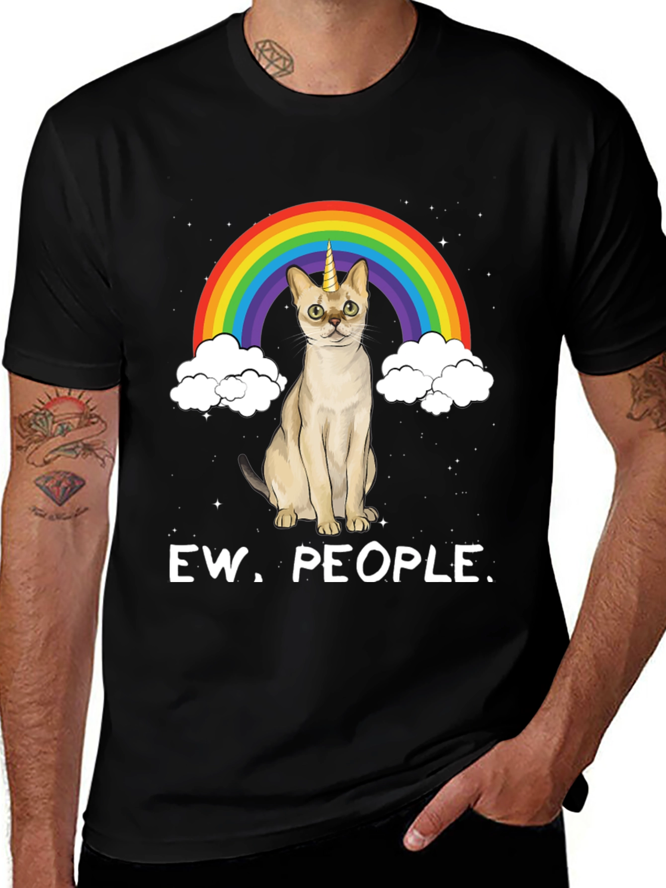 Variant 7 of Ew, People! Cat Unicorn Rainbow Graphic Tee