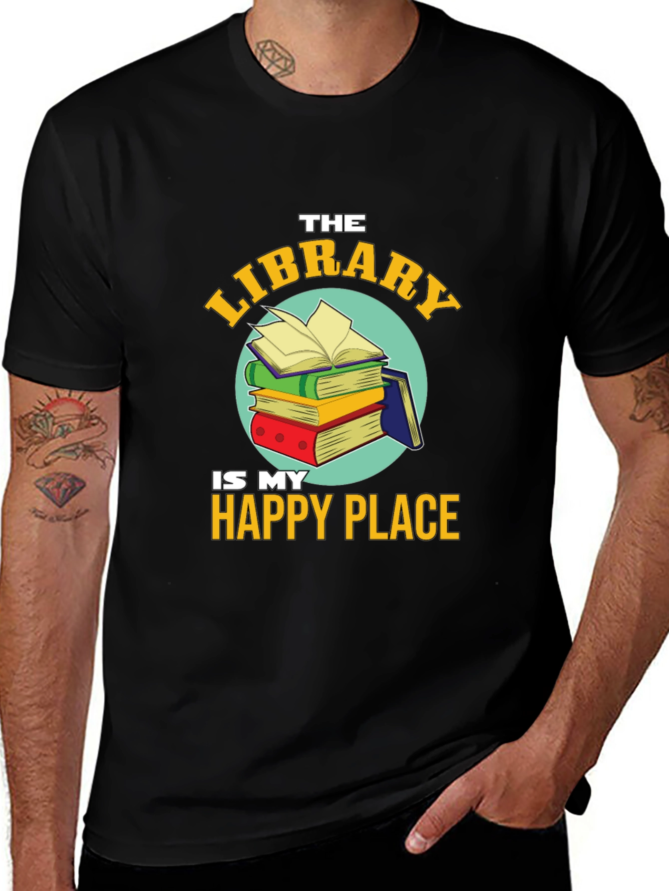Variant 24 of Library Lover T-Shirt - Happy Place Graphic Tee