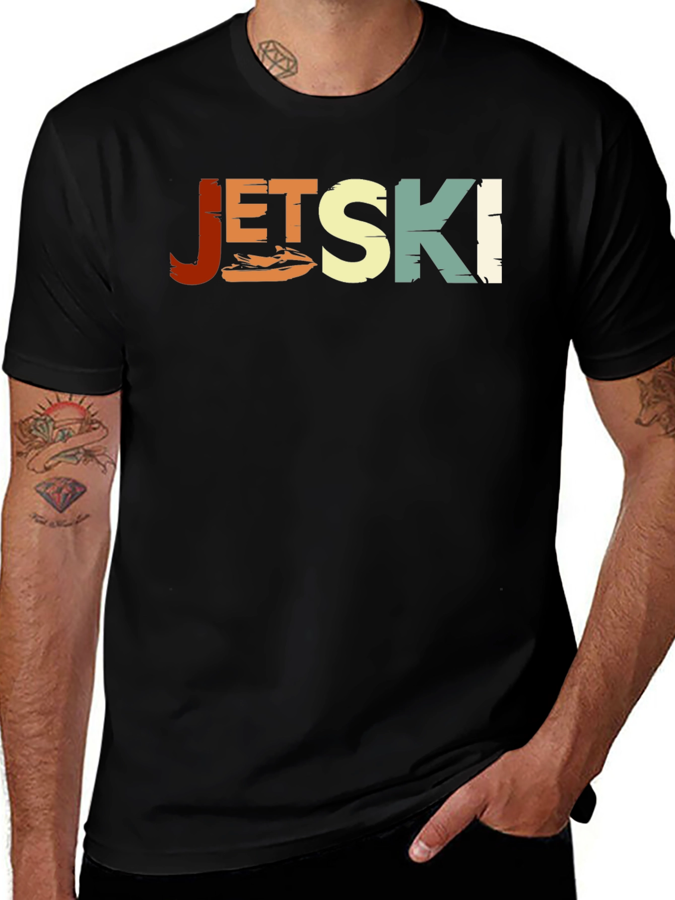 Variant 18 of Jet Ski Retro Style Black T-Shirt