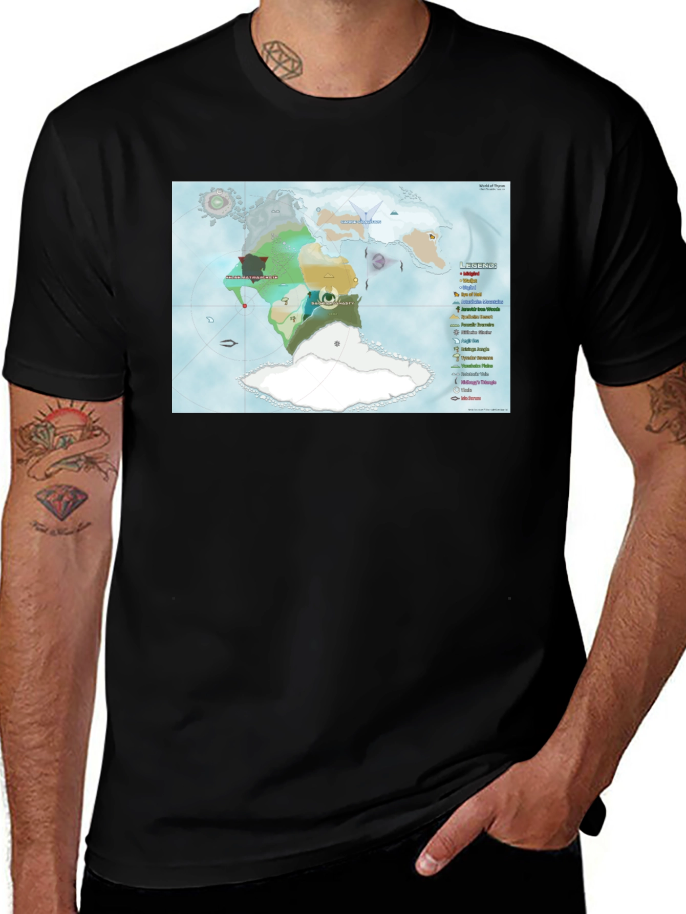 Variant 2 of Fantasy World Map T-Shirt