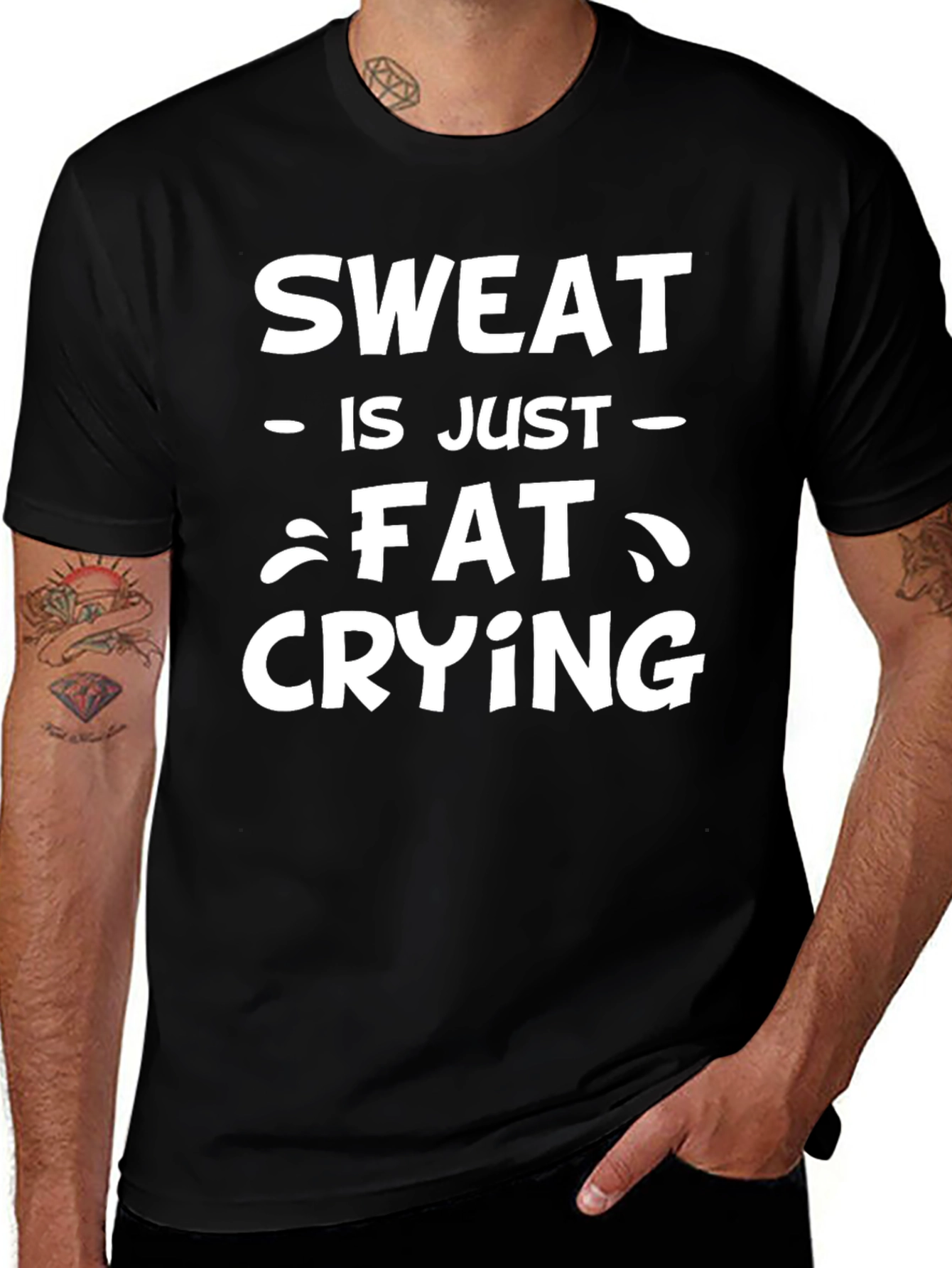 Variant 14 of Sweat is Just Fat Crying Graphic Tee - Workout Motivation