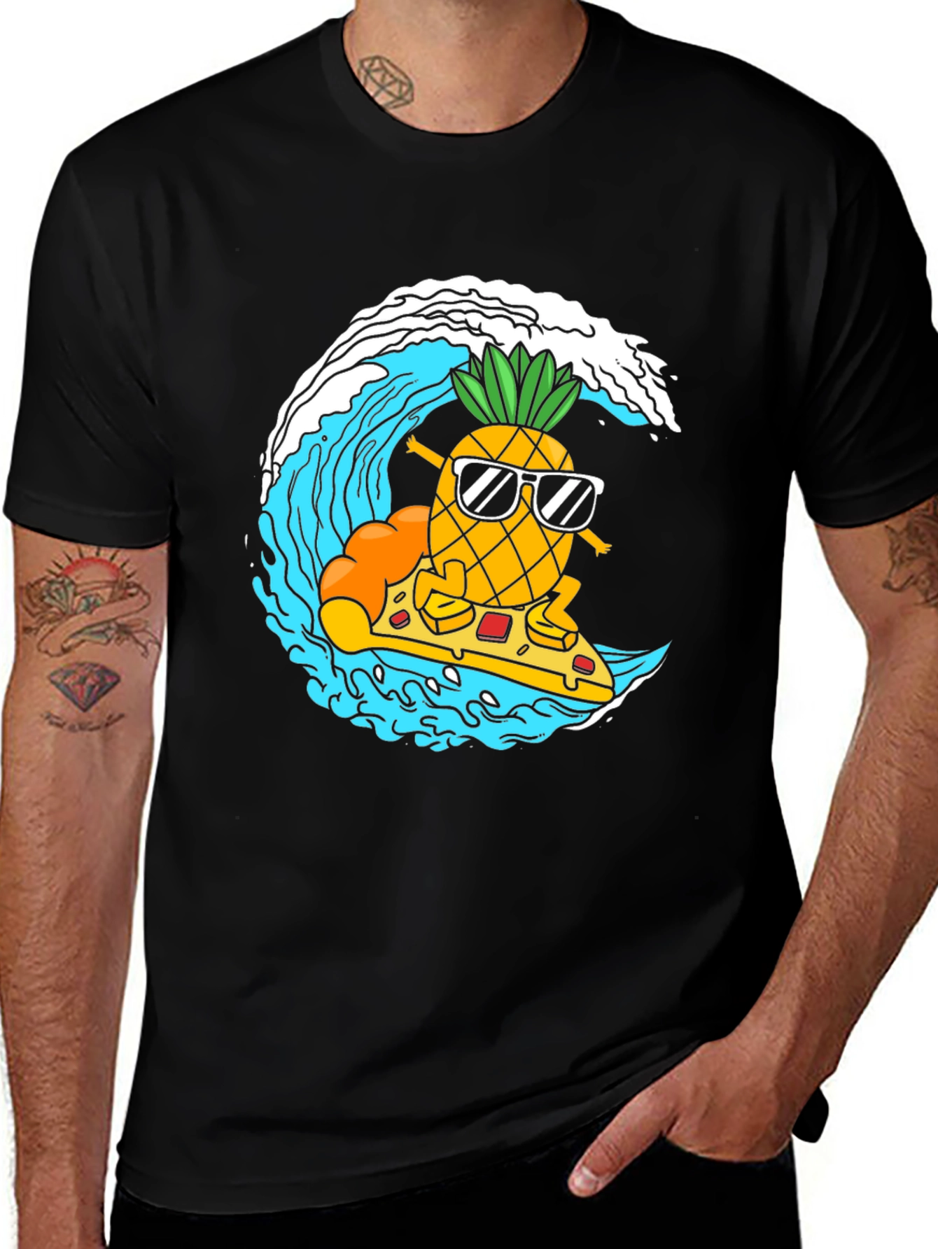 Variant 20 of Surfing Pineapple Pizza T-Shirt