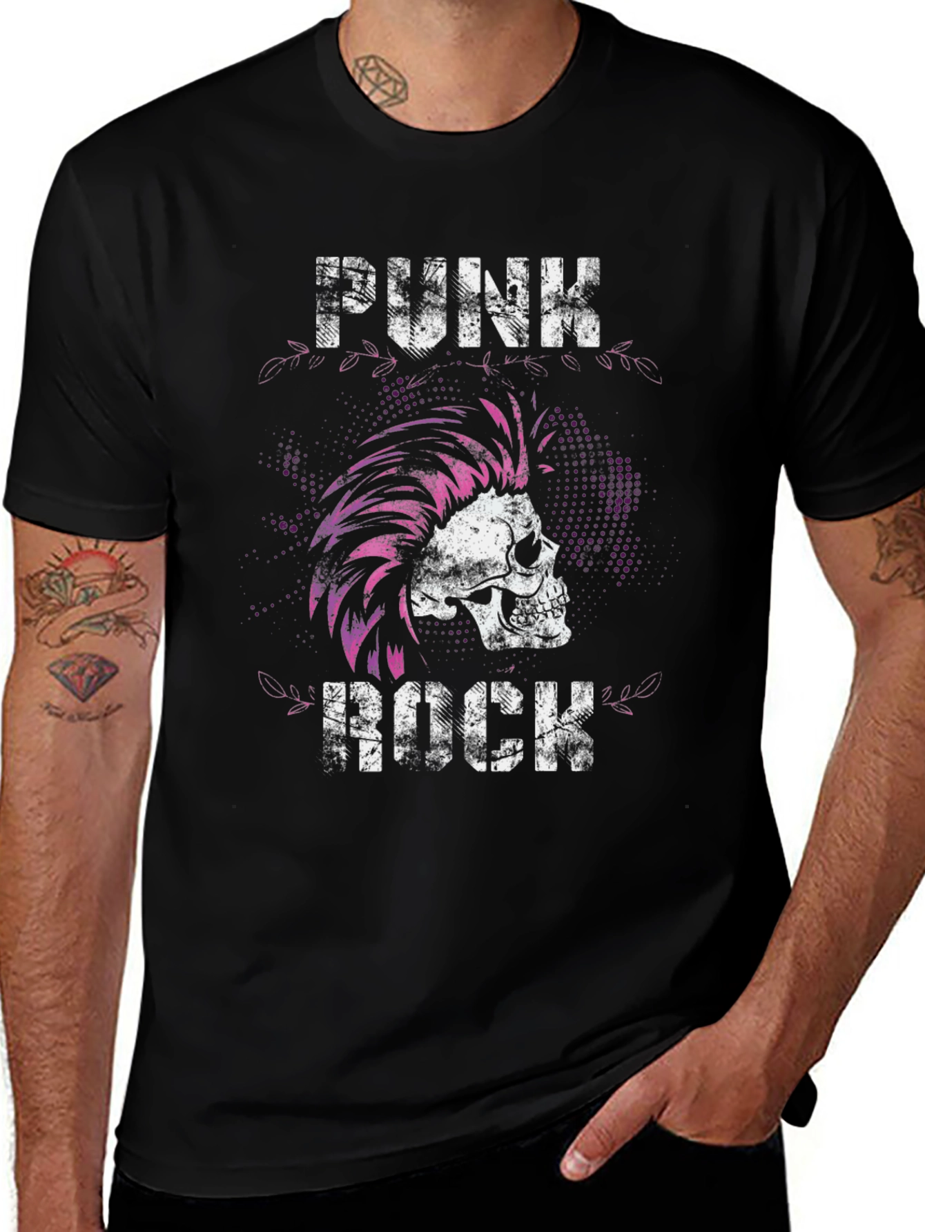 Punk Rock Skull Graphic T-Shirt