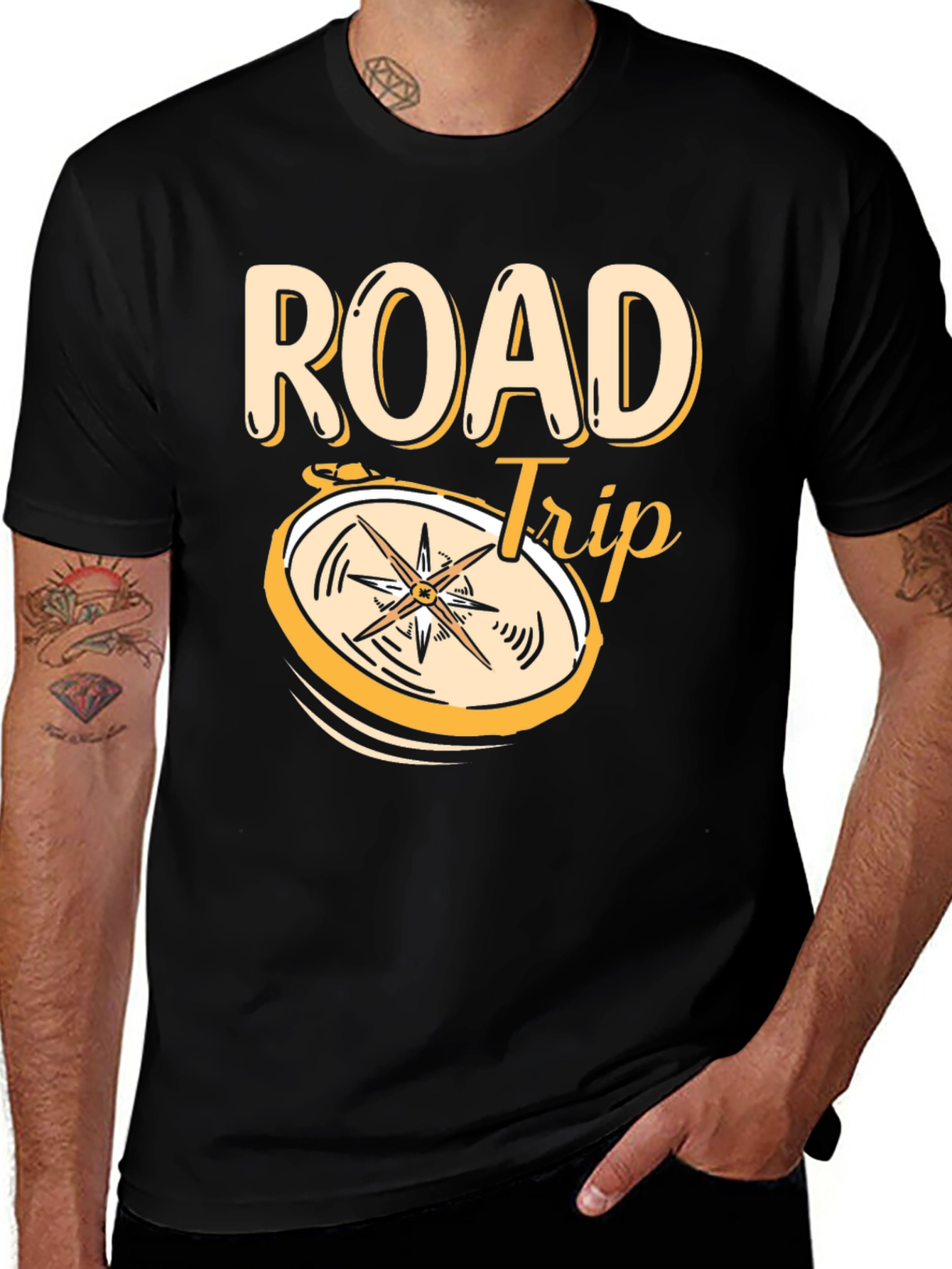 Variant 5 of Road Trip Compass Graphic Tee - Black